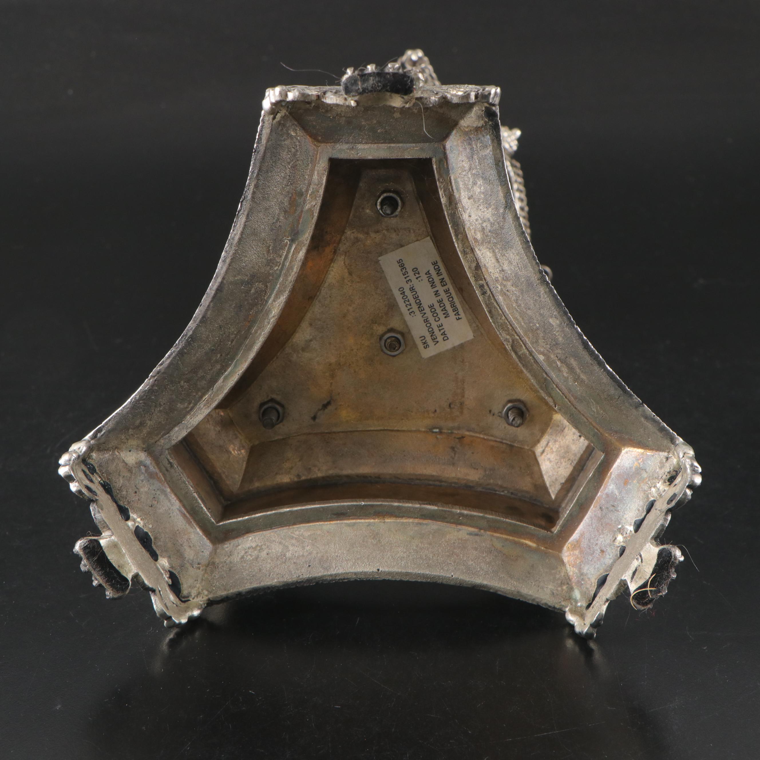 Neoclassical Style Silver Plate Trumpet Vase in Clawfoot Stand with Bird Motifs