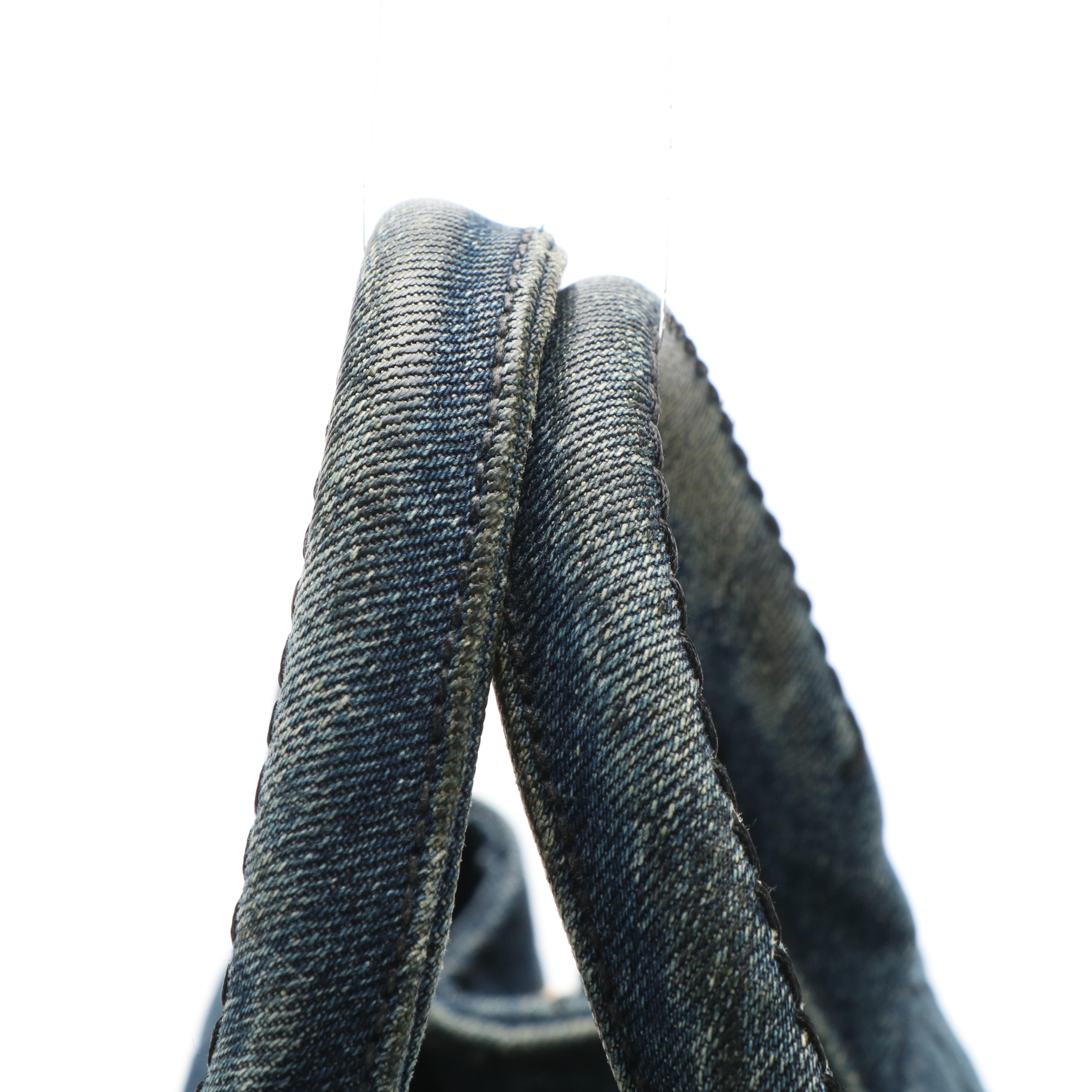 Prada Canapa Mini Tote Bag in Blue Jeans Denim