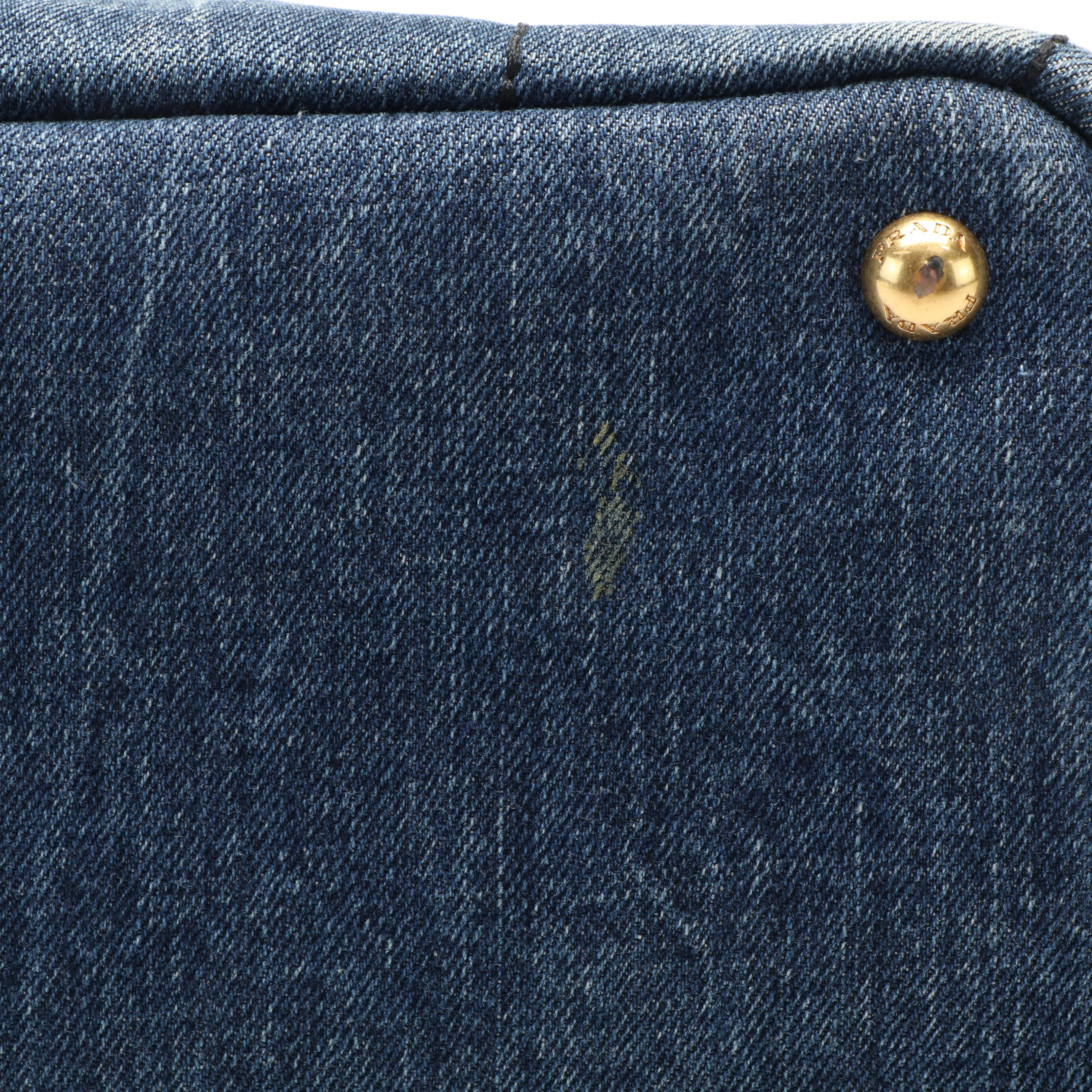 Prada Canapa Mini Tote Bag in Blue Jeans Denim