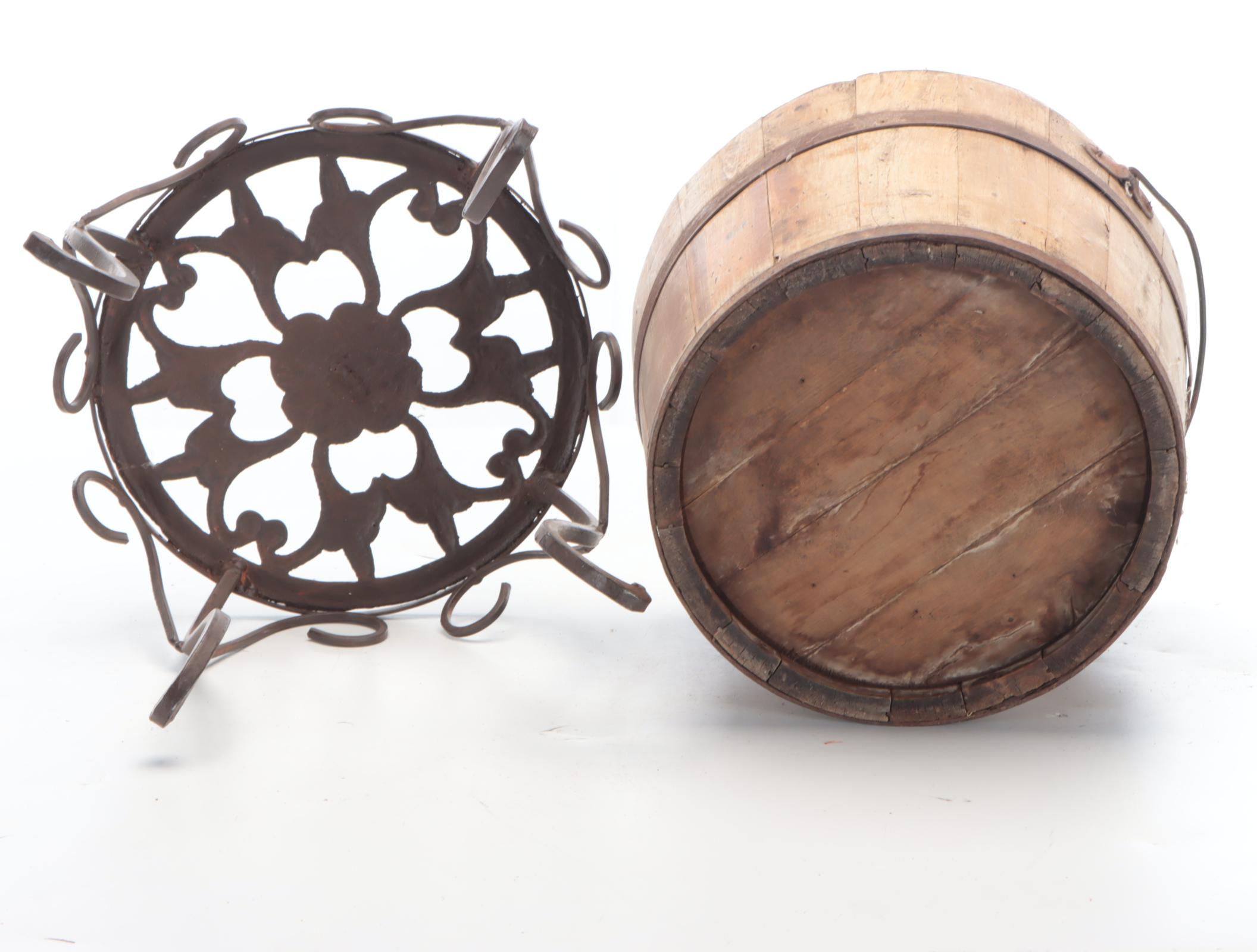 Children's Snow Sled With Wooden Stave Bucket, Wrought Iron Side Table, More