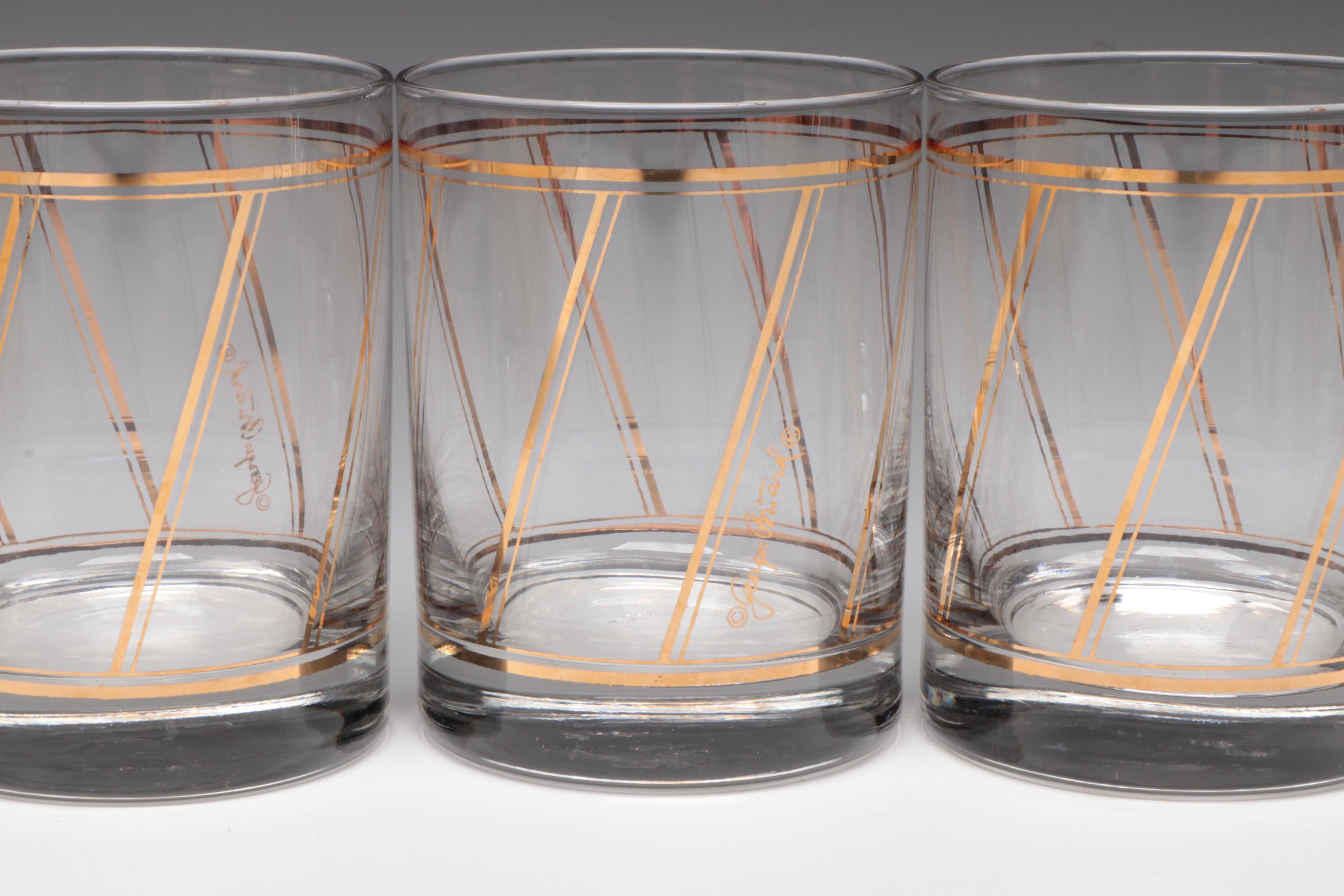 Georges Briard Mid Century Modern Style Glass Double Old Fashioned and Tableware