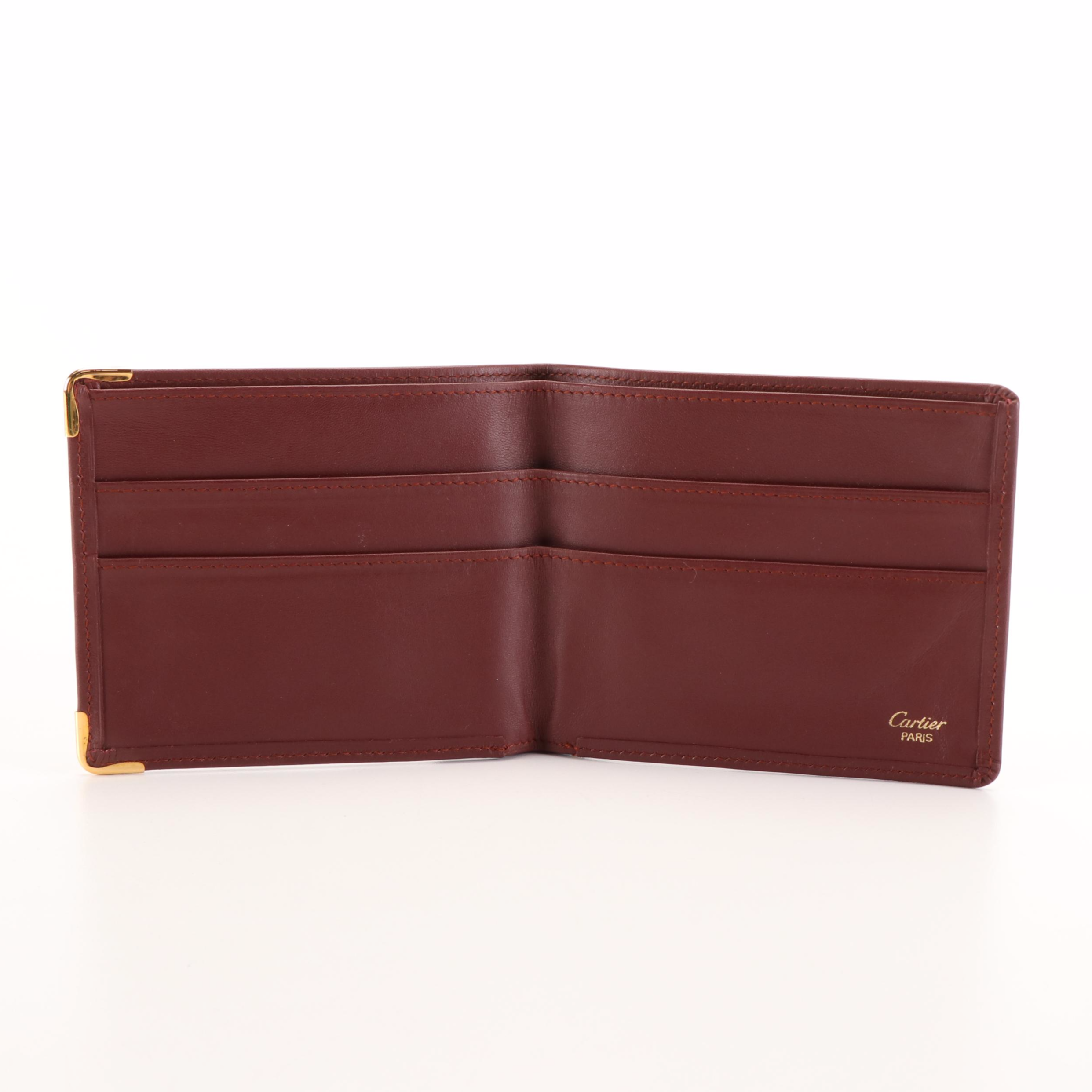 Cartier Les Must de Cartier Burgundy Leather Bifold Billfold Wallet