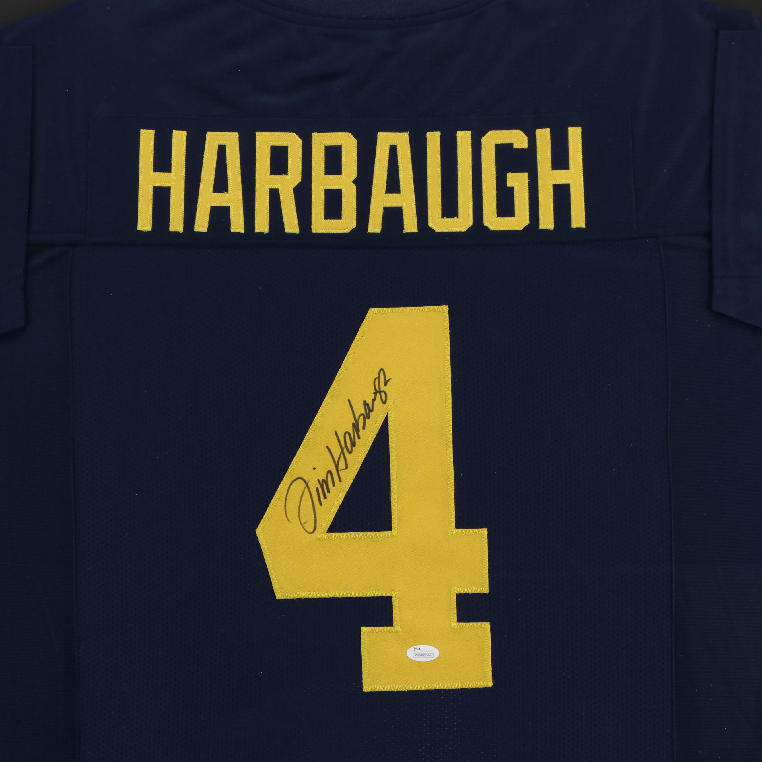 Jim Harbaugh Signed University of Michigan Wolverines Jersey in Matted Frame