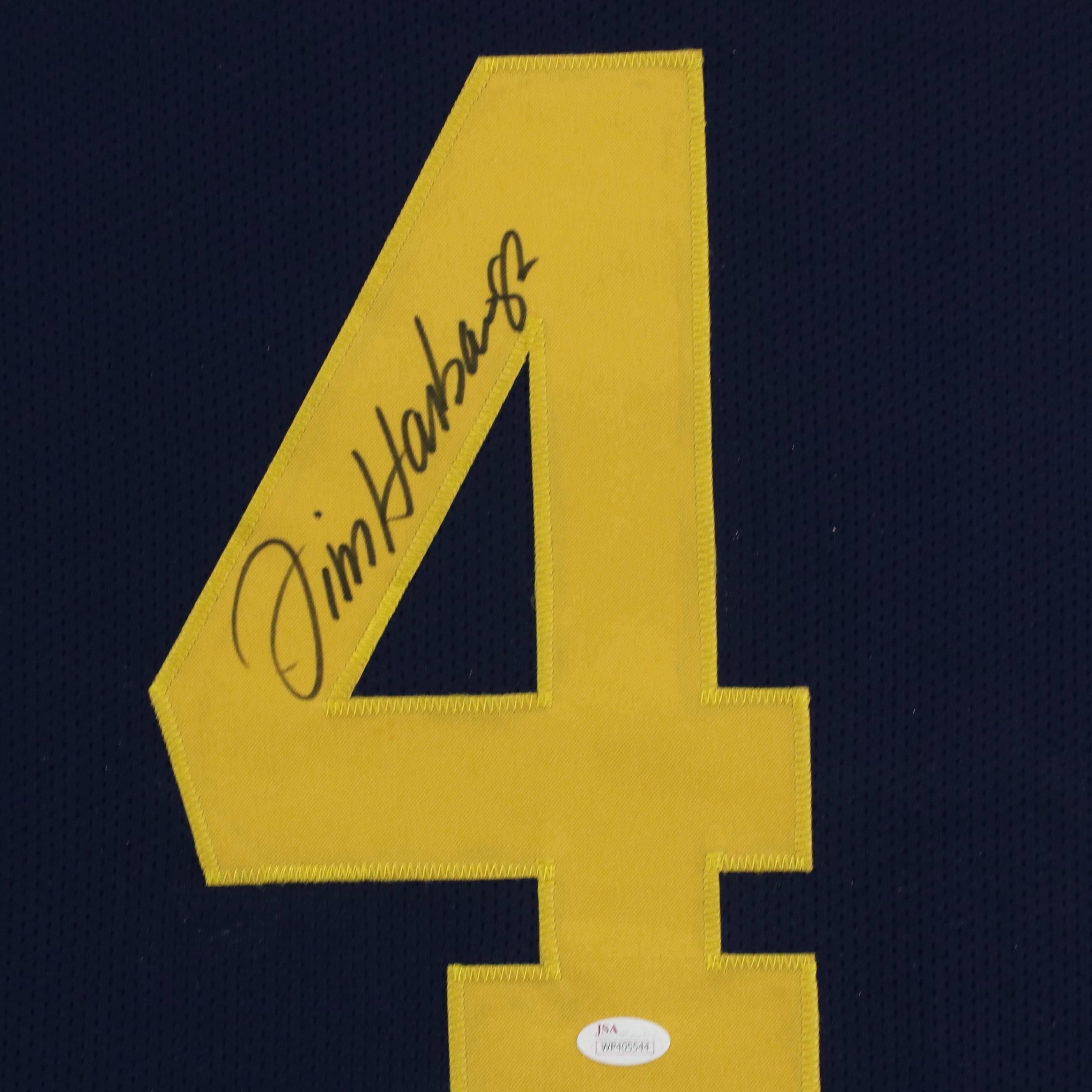 Jim Harbaugh Signed University of Michigan Wolverines Jersey in Matted Frame