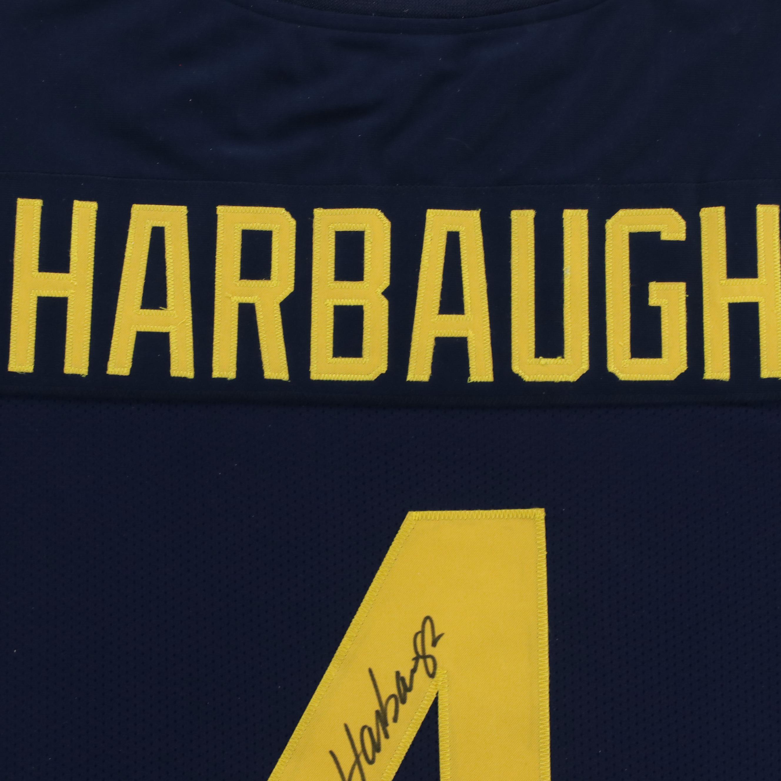 Jim Harbaugh Signed University of Michigan Wolverines Jersey in Matted Frame