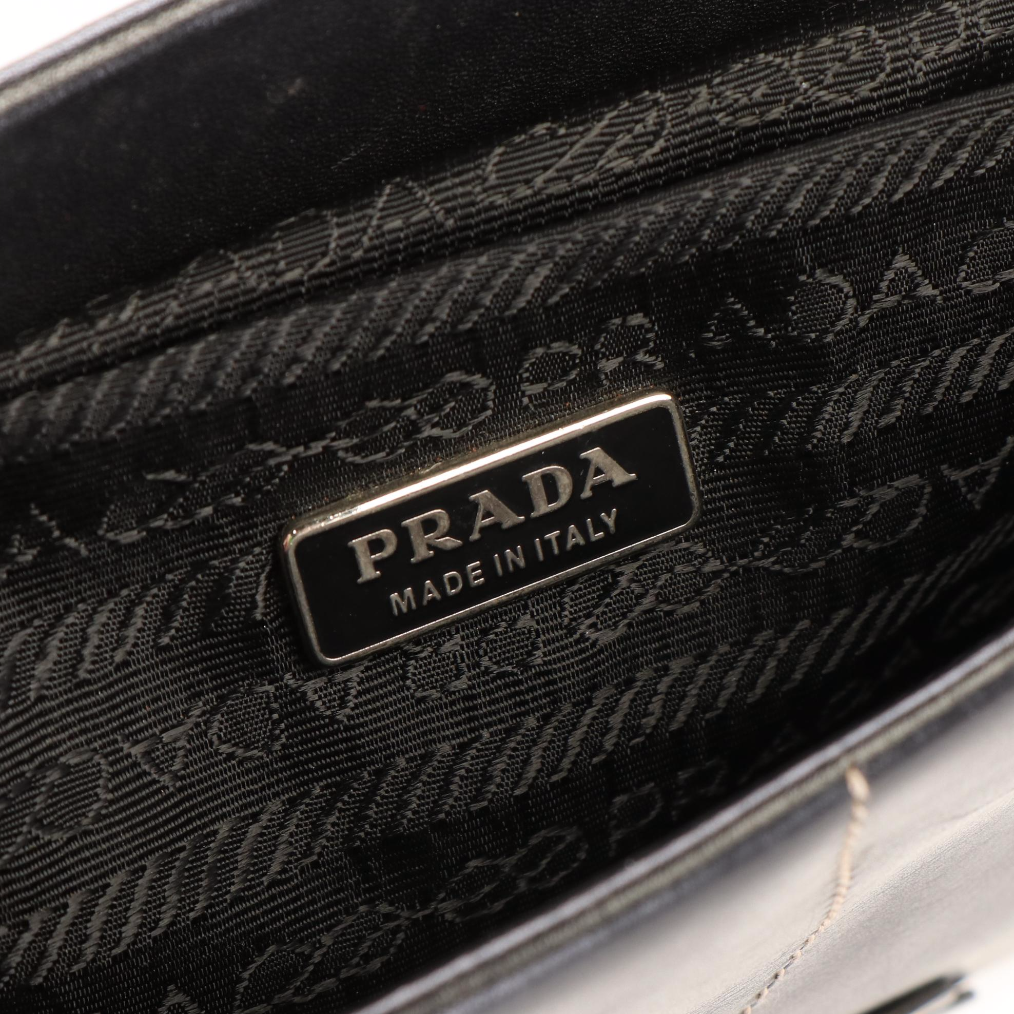 Prada Floral Applique Mini Leather Tote Bag