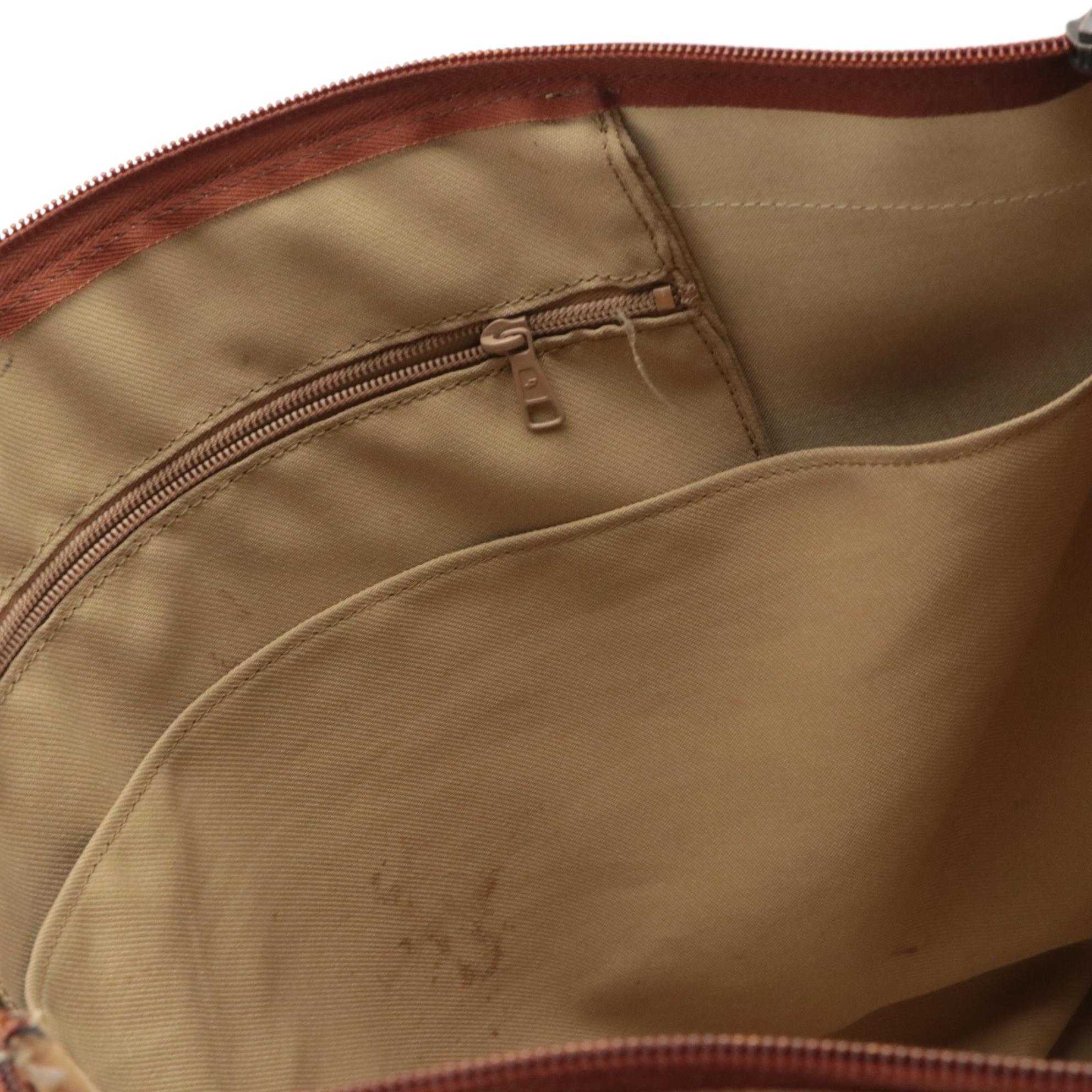 Longchamp Long Handle Zipper Tote in Coated Canvas and Leather