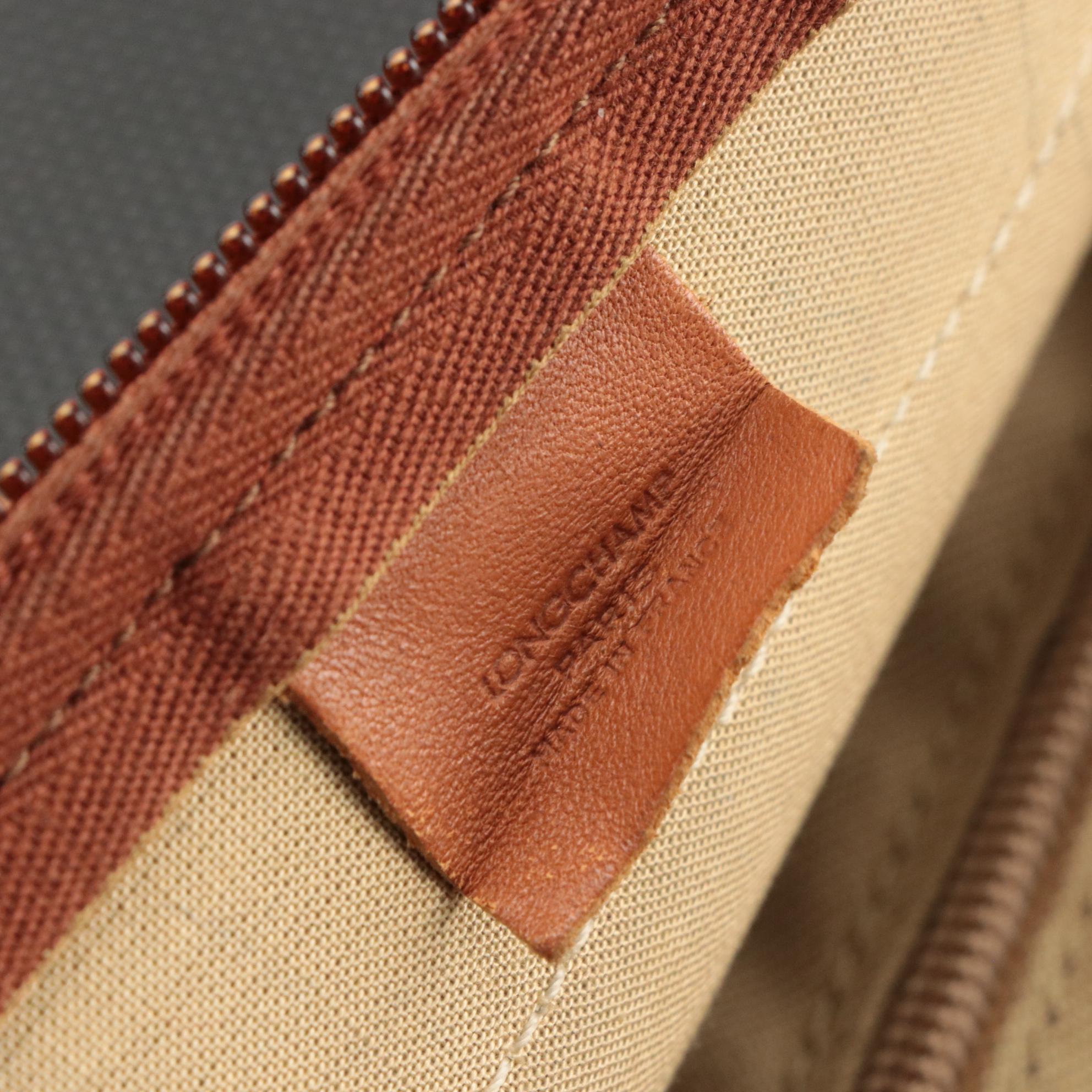 Longchamp Long Handle Zipper Tote in Coated Canvas and Leather