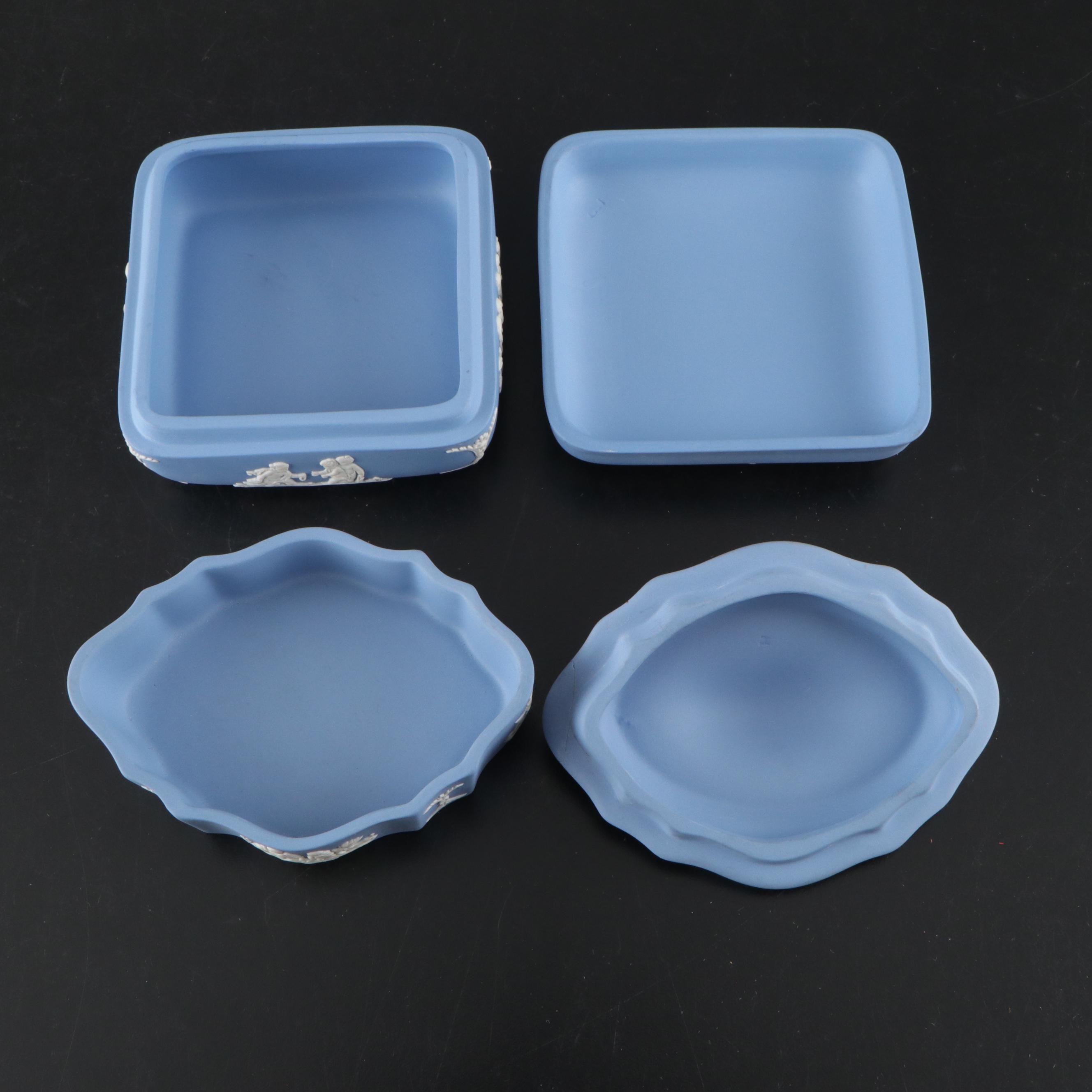 Wedgwood Jasperware Etruscan Jug and Boxes, 20th Century