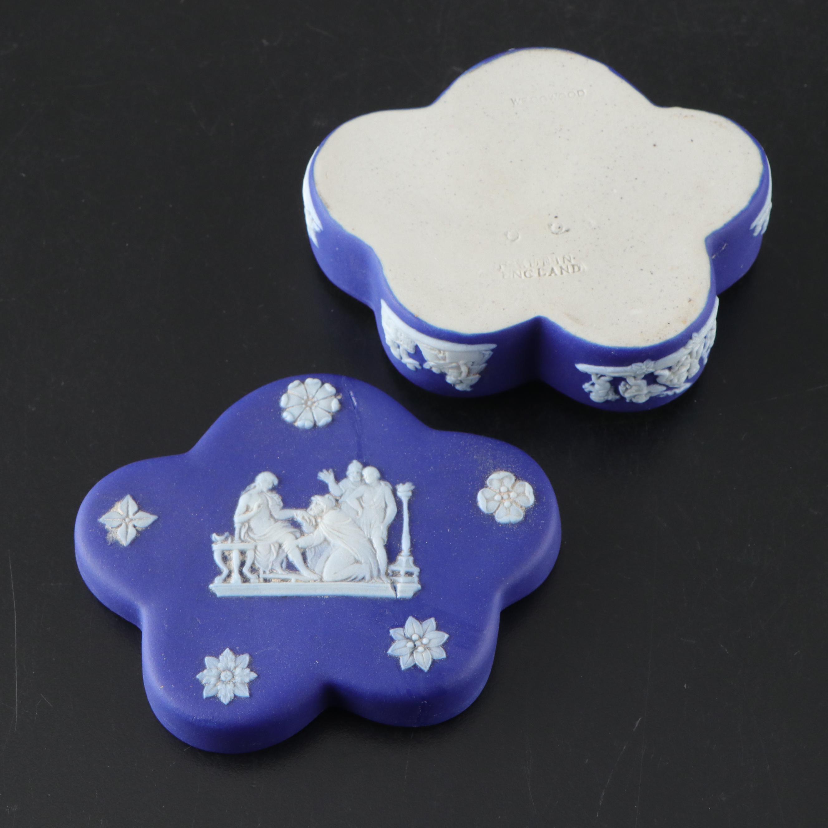 Wedgwood Jasperware Etruscan Jug and Boxes, 20th Century