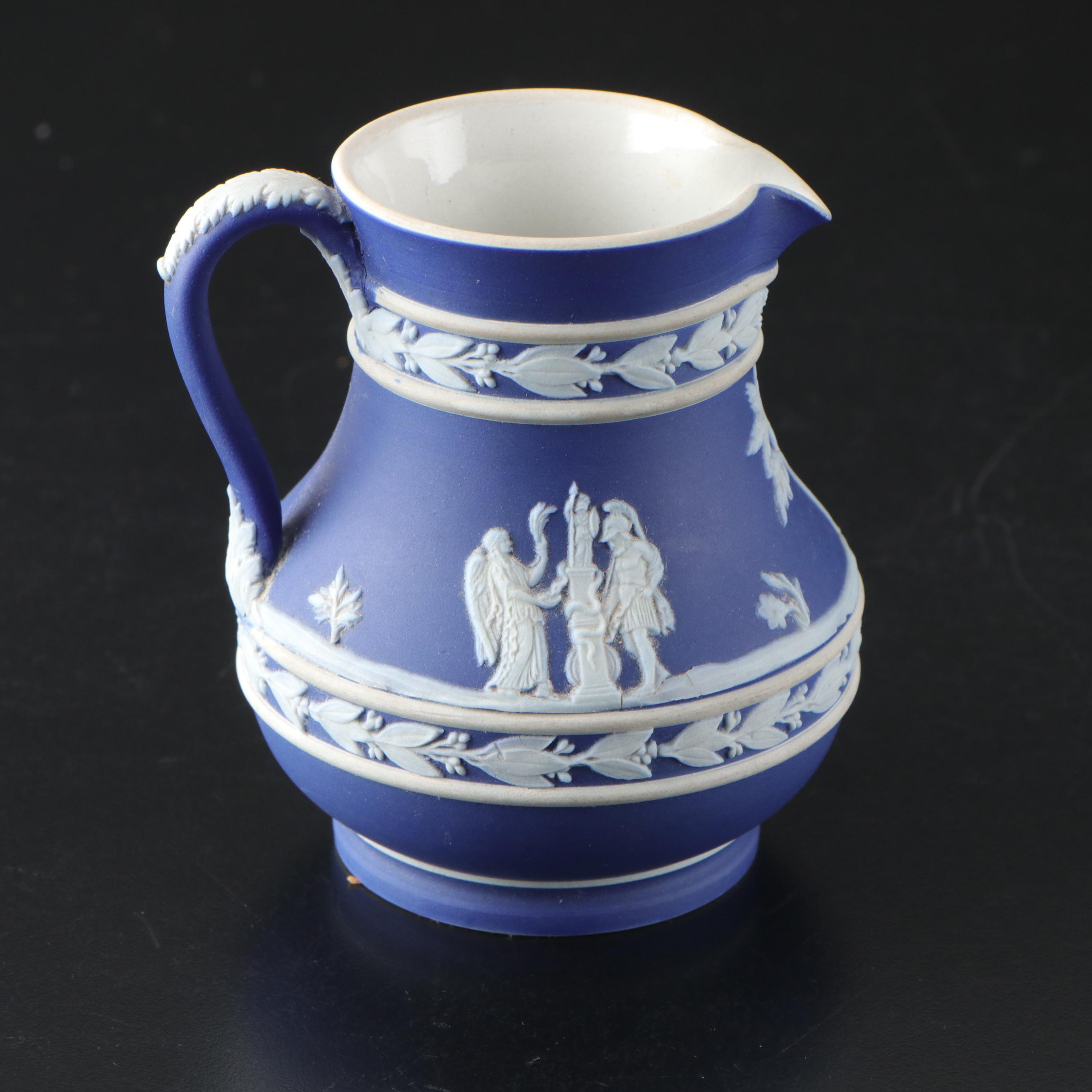 Wedgwood Jasperware Etruscan Jug and Boxes, 20th Century