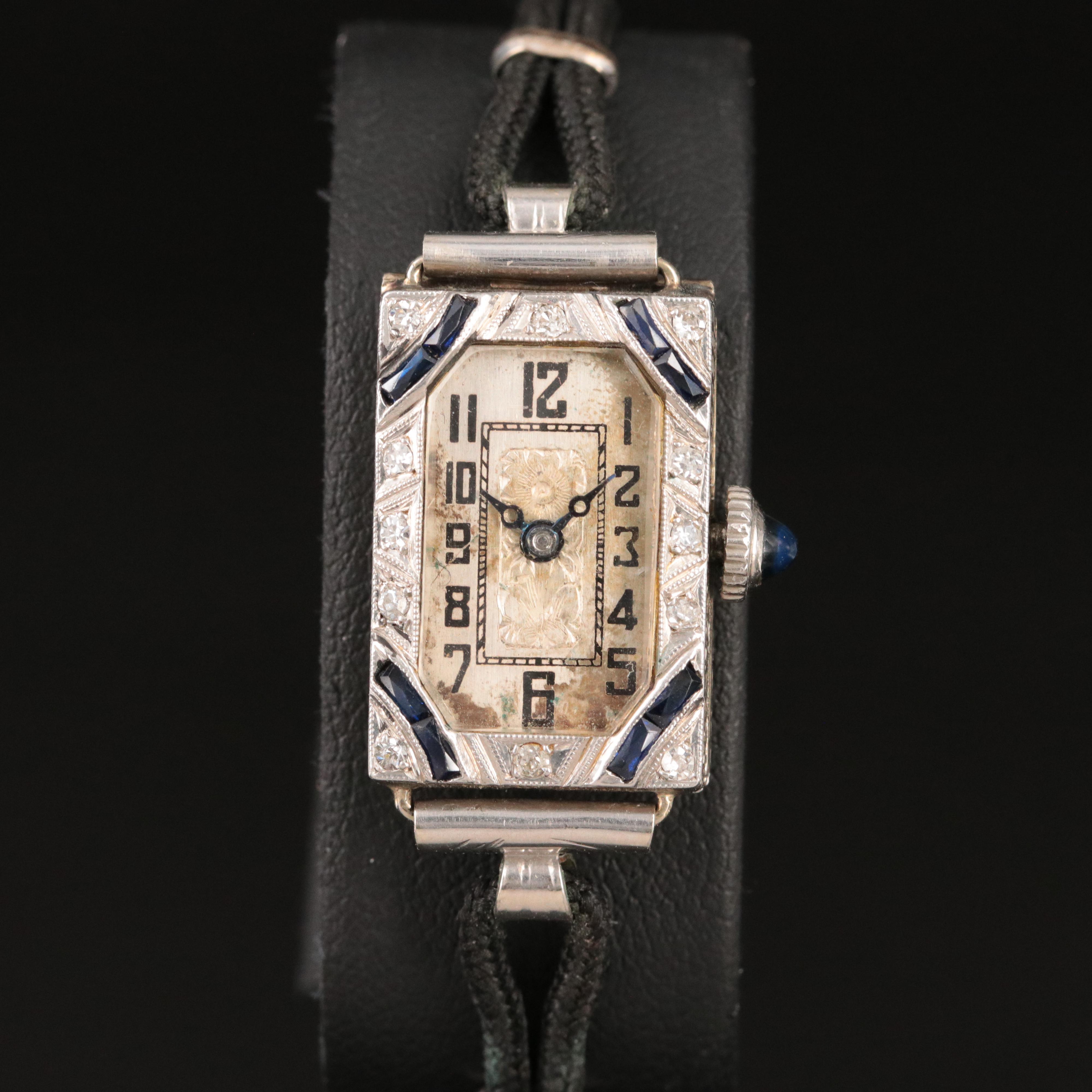 Antique 18K and Platinum Diamond and Sapphire Watch
