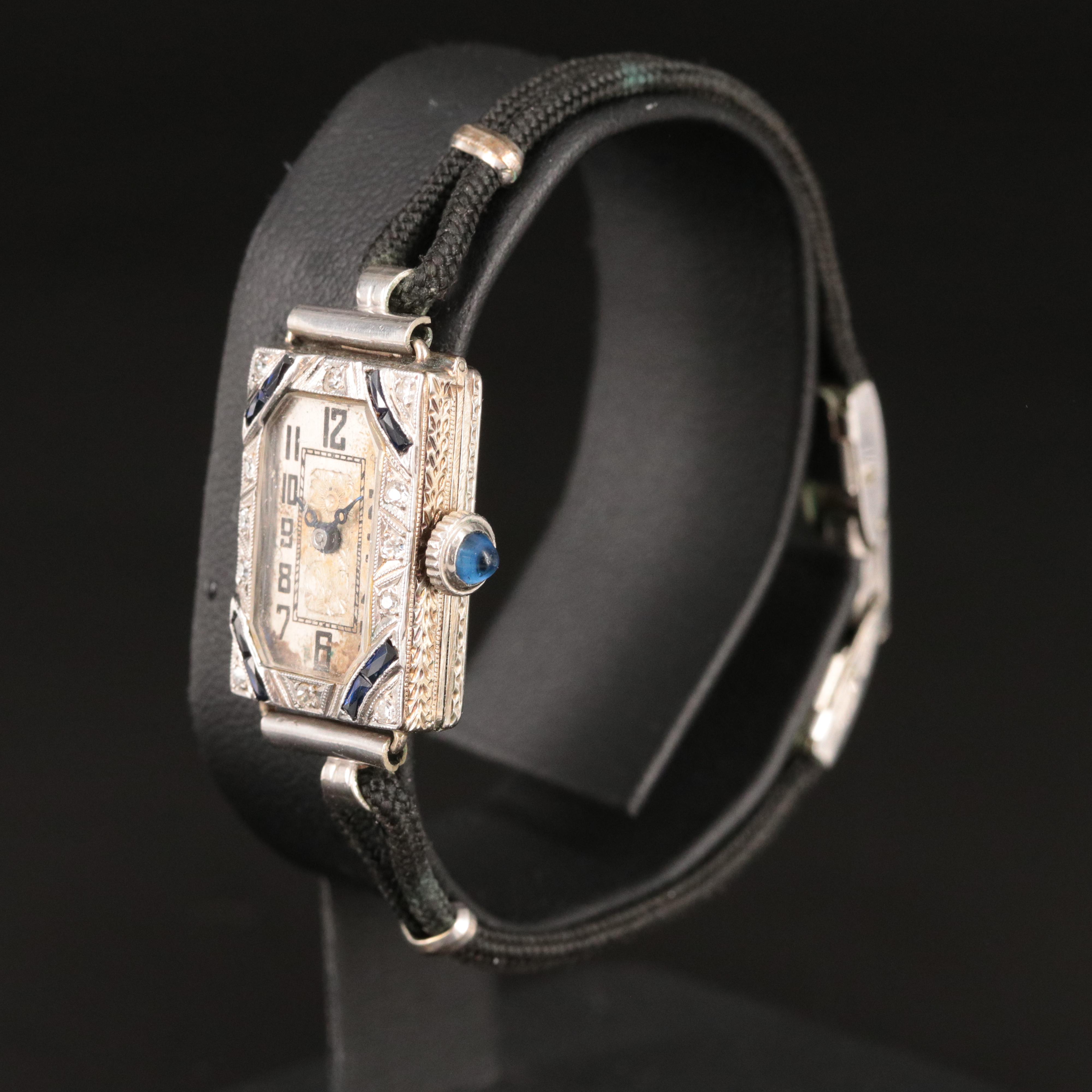 Antique 18K and Platinum Diamond and Sapphire Watch