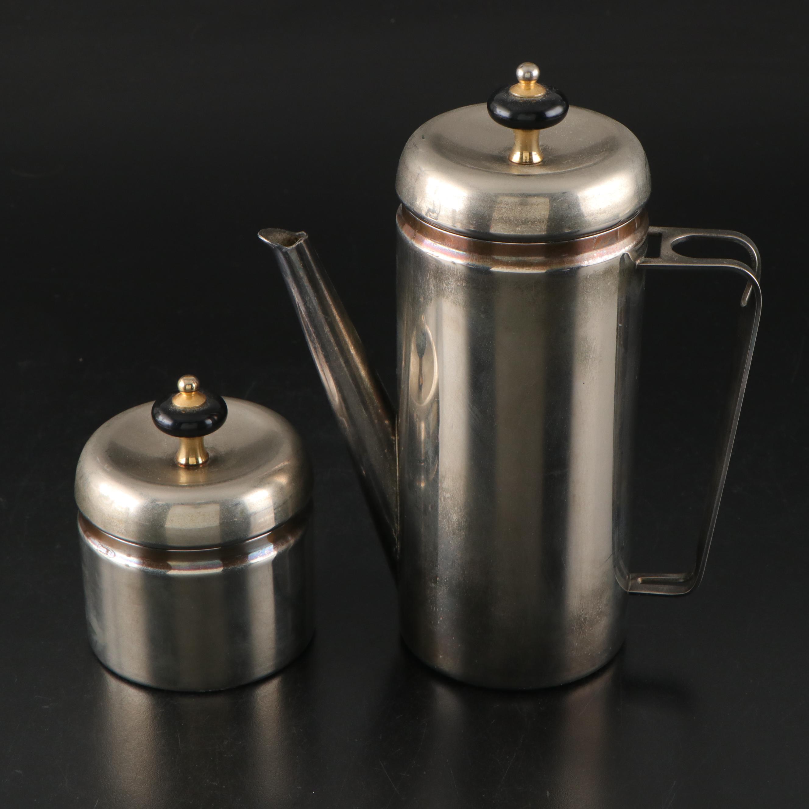 Silver Plate Deer Table Lamp with Silver Plate Tea Set