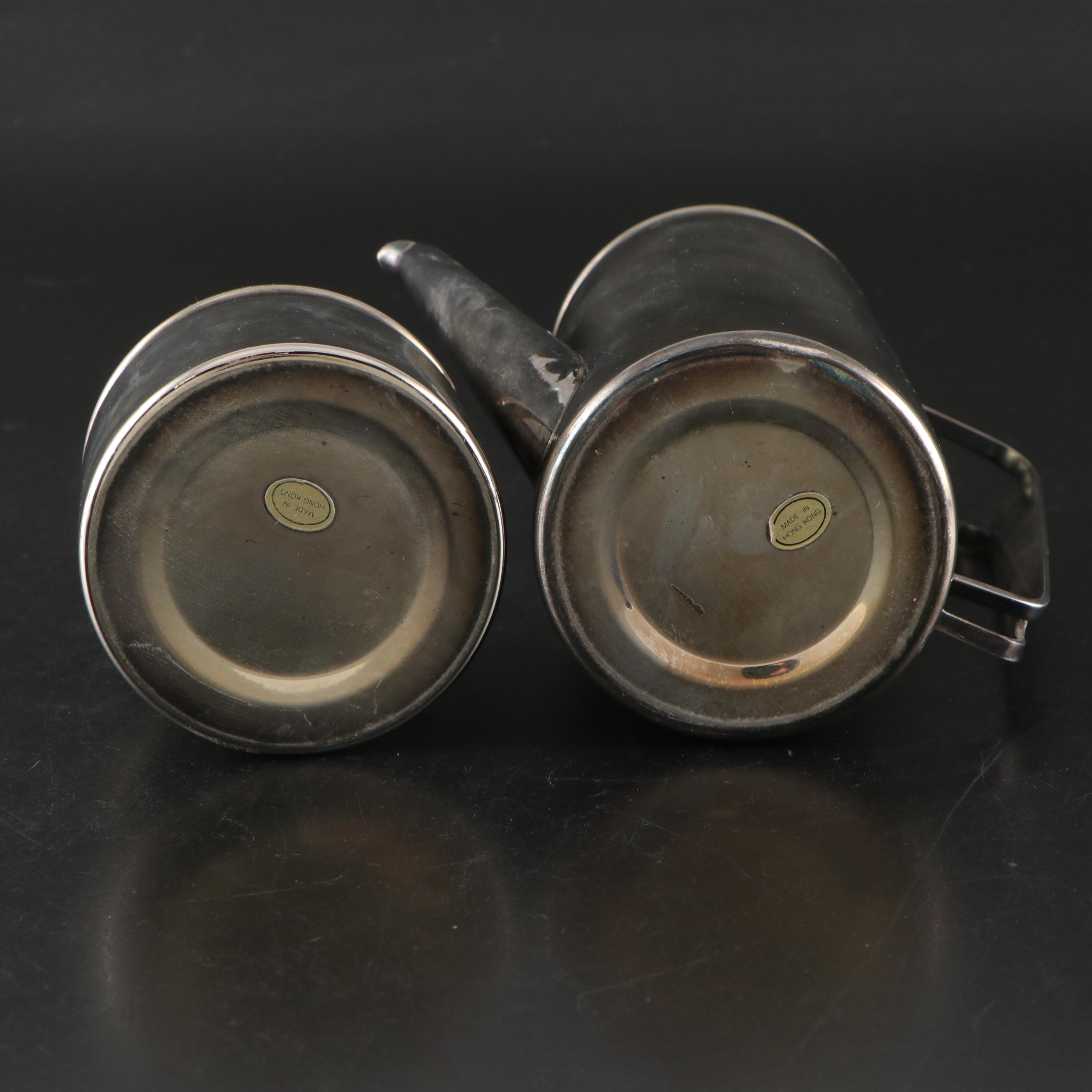 Silver Plate Deer Table Lamp with Silver Plate Tea Set