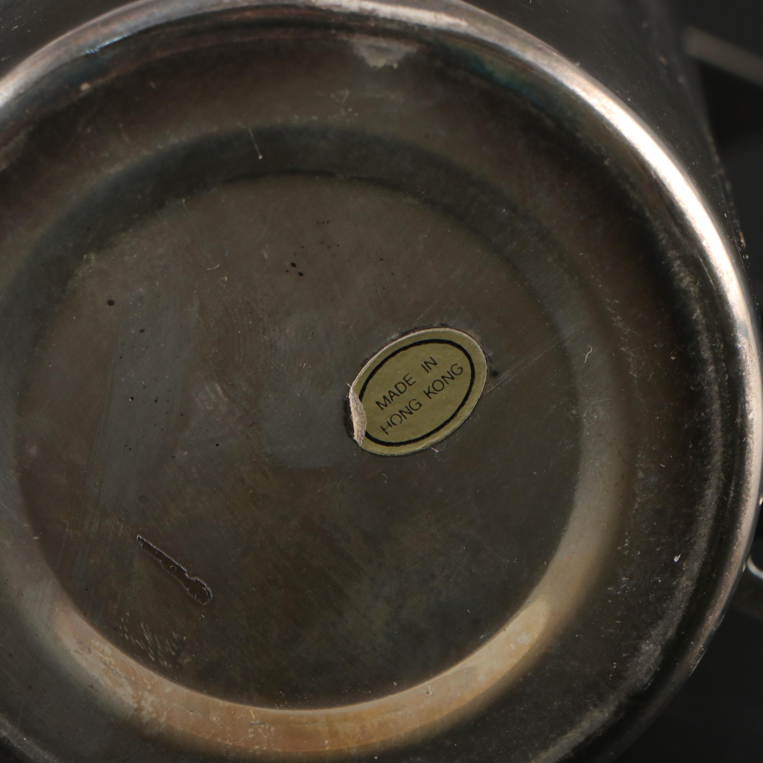 Silver Plate Deer Table Lamp with Silver Plate Tea Set