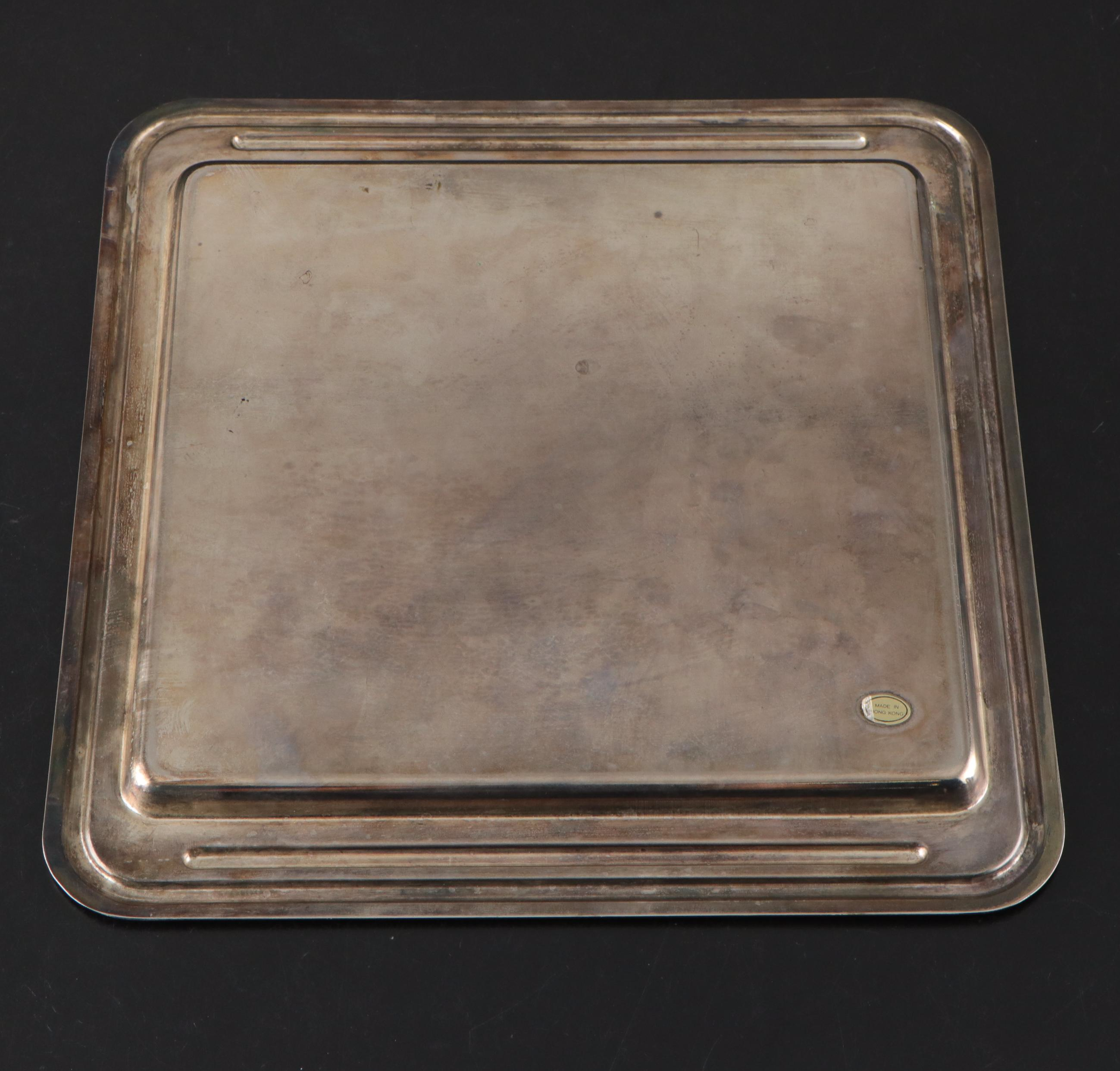 Silver Plate Deer Table Lamp with Silver Plate Tea Set