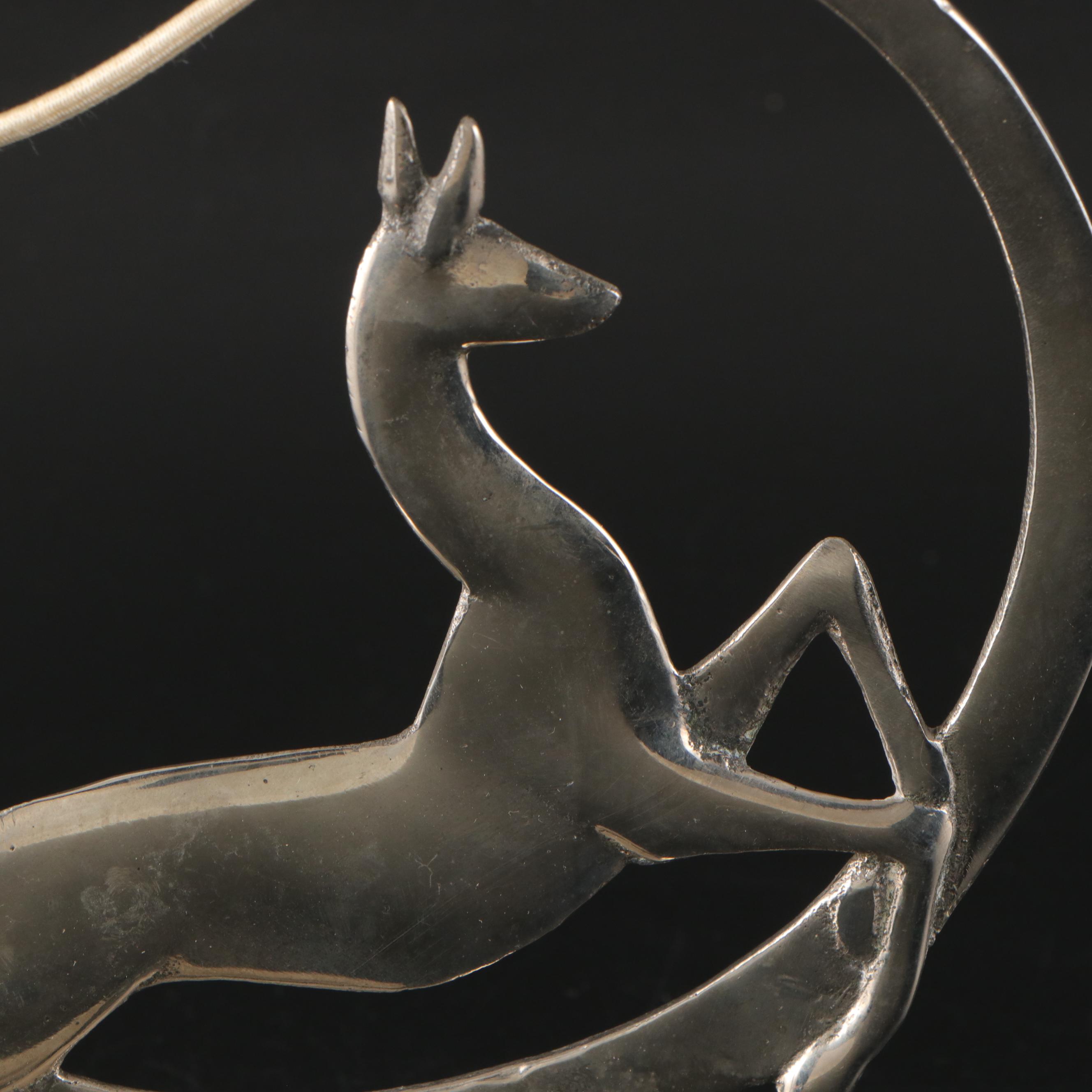 Silver Plate Deer Table Lamp with Silver Plate Tea Set