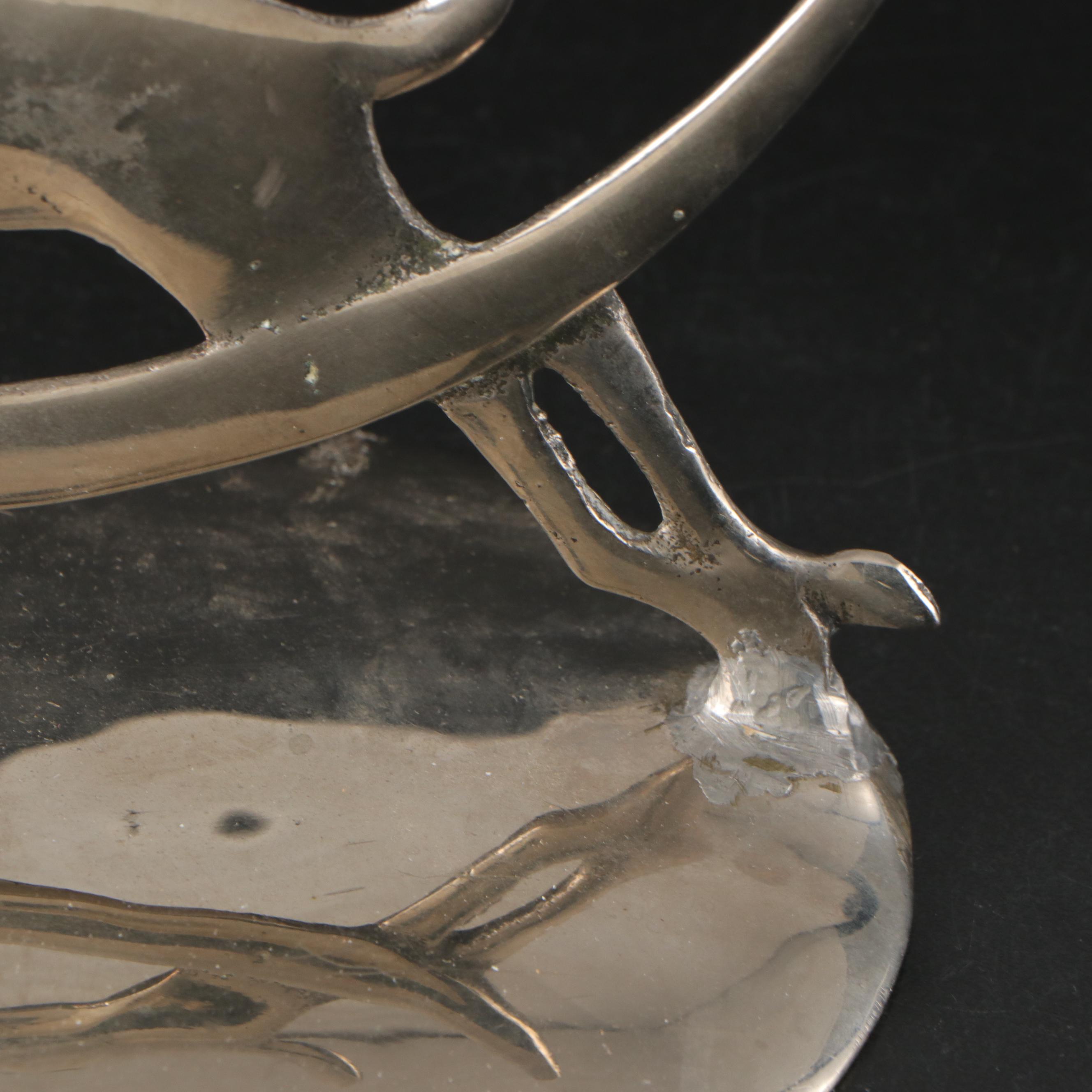 Silver Plate Deer Table Lamp with Silver Plate Tea Set