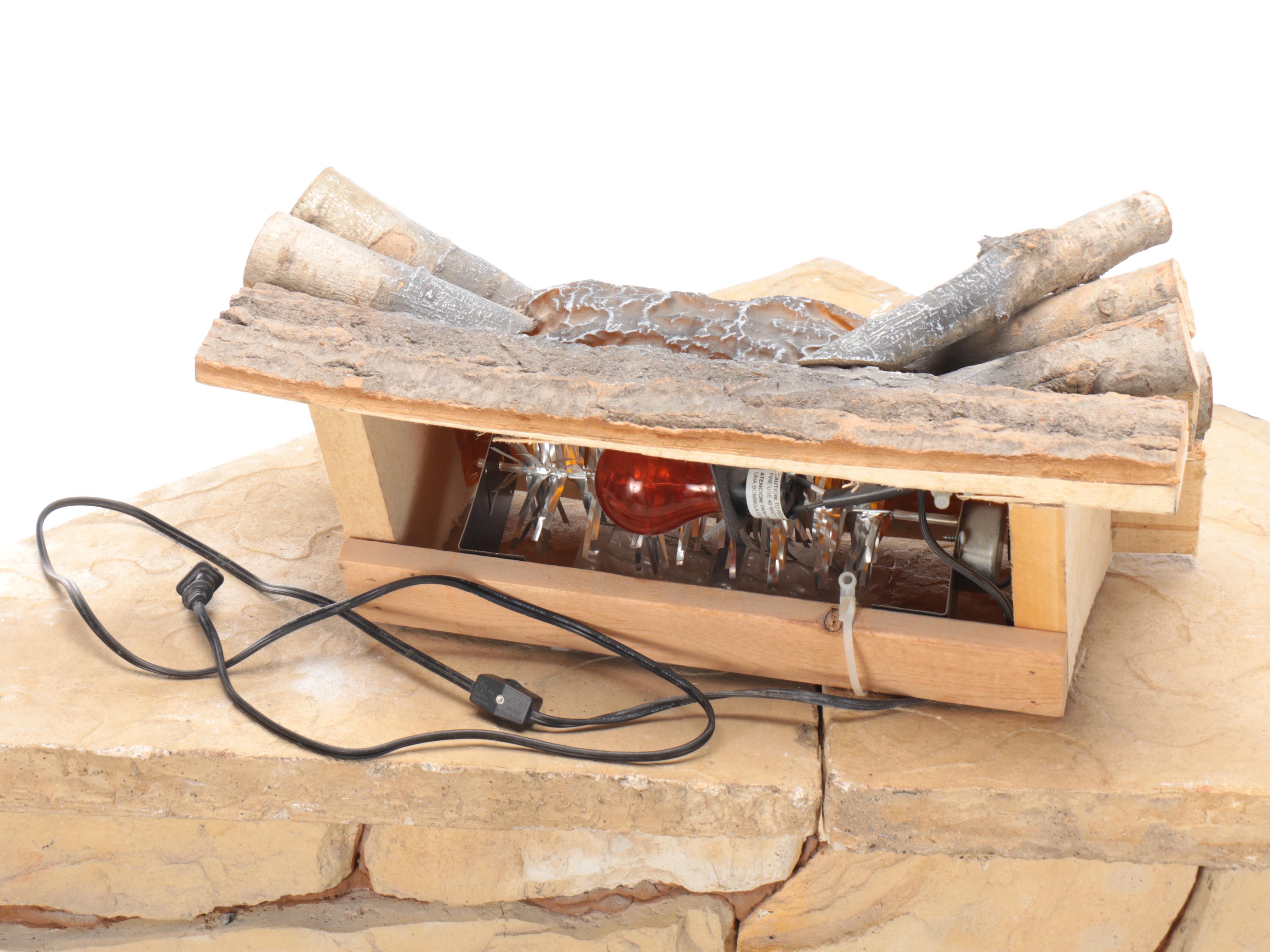 Stone Corner Fireplace with Electric Insert