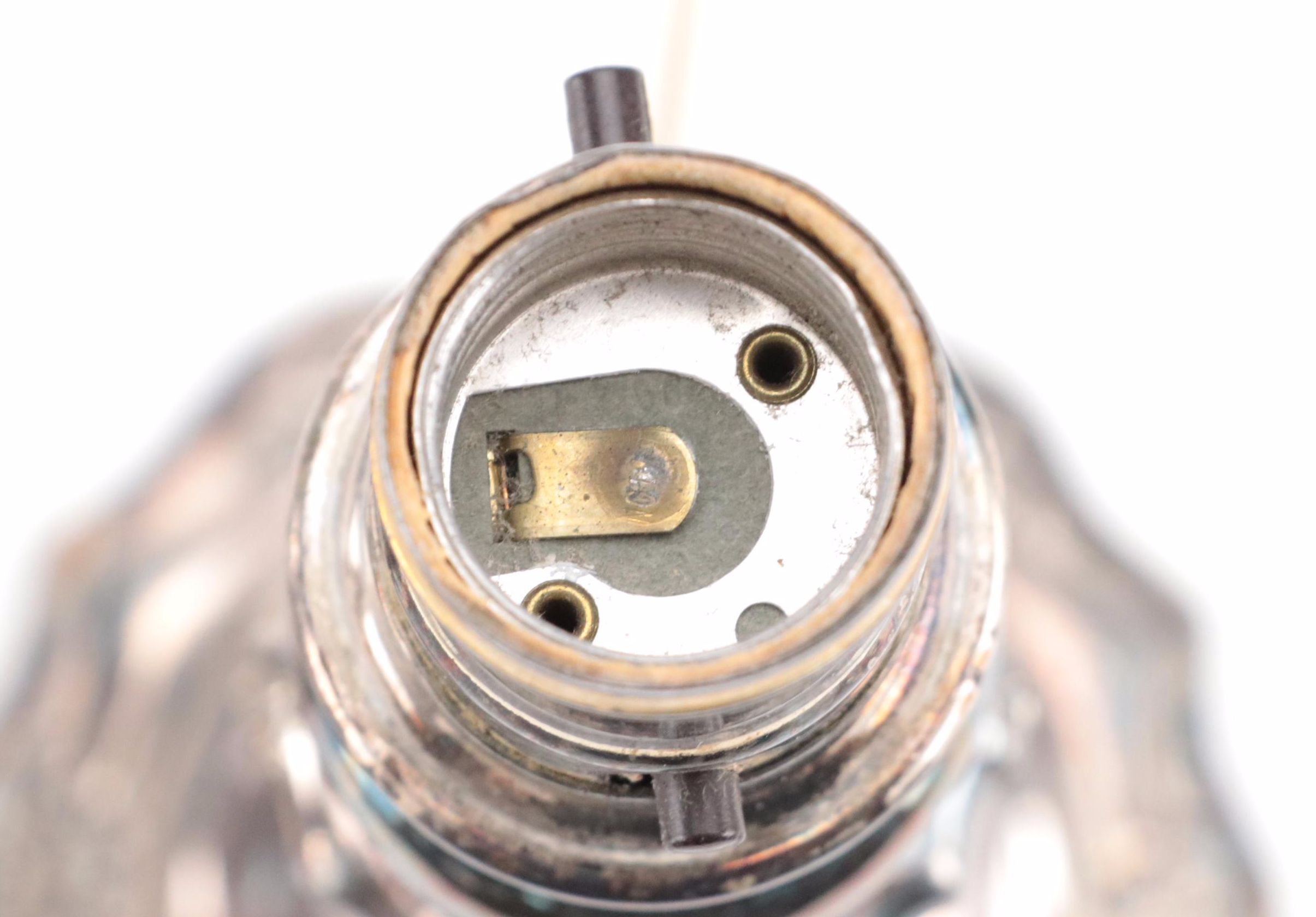 Pair of Silver Plate  Candlestick Table Lamps