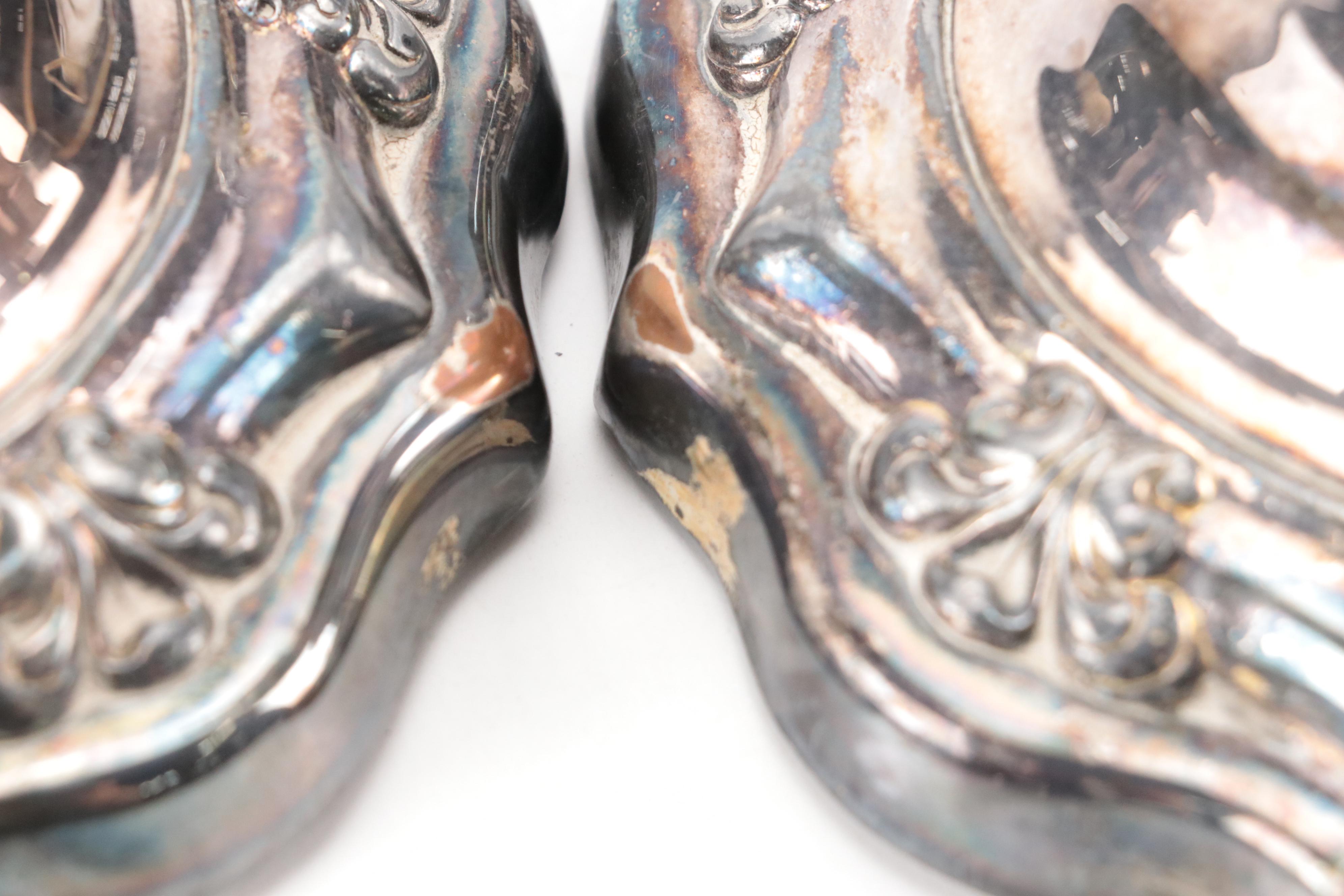 Pair of Silver Plate  Candlestick Table Lamps