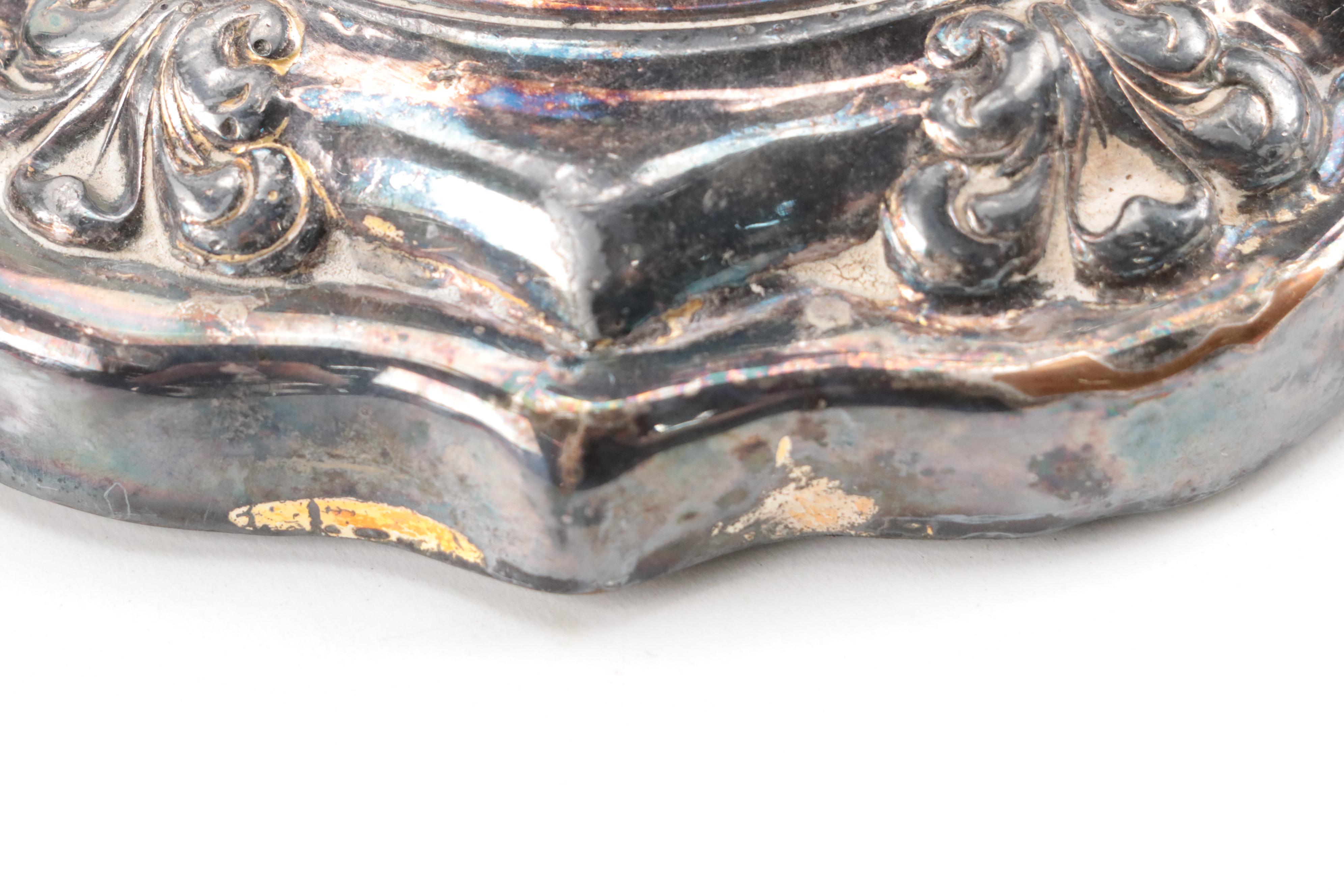 Pair of Silver Plate  Candlestick Table Lamps