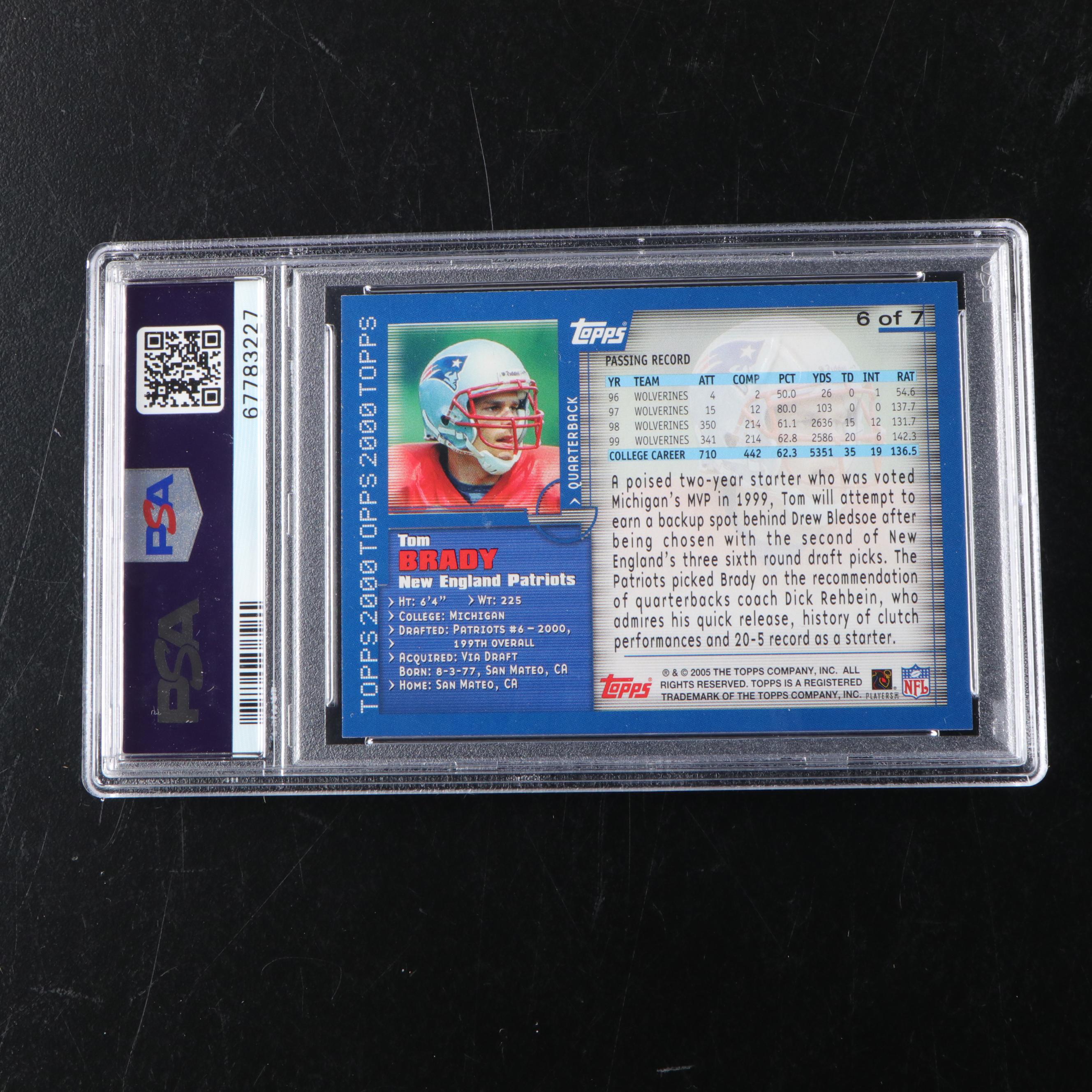 2005 Topps Throwbacks Tom Brady Promos Football Card #6 Graded PSA 9 Mint