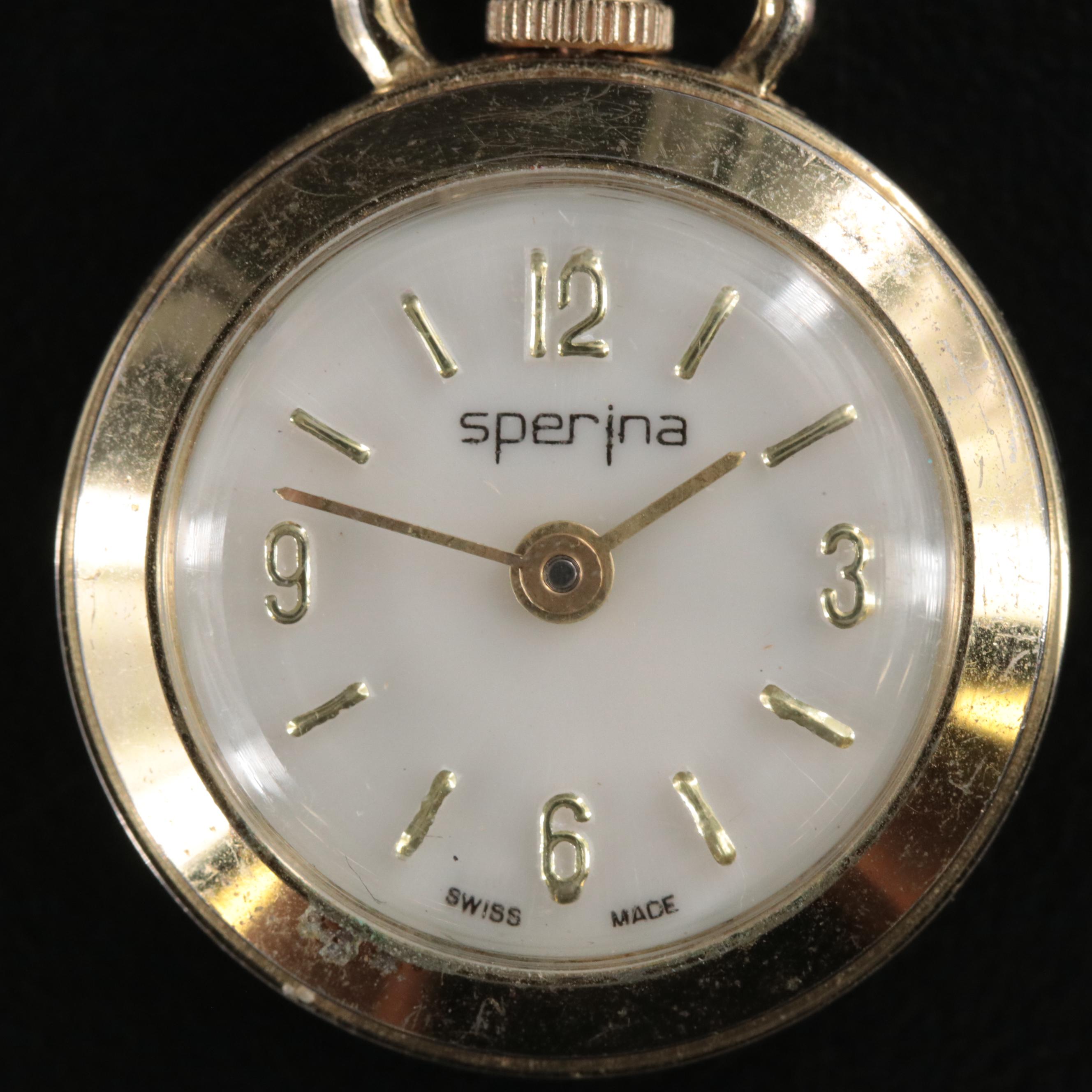 Thomas Kincade Quartz Pocket Watch with Sperina Stem Wind Pendant Watch