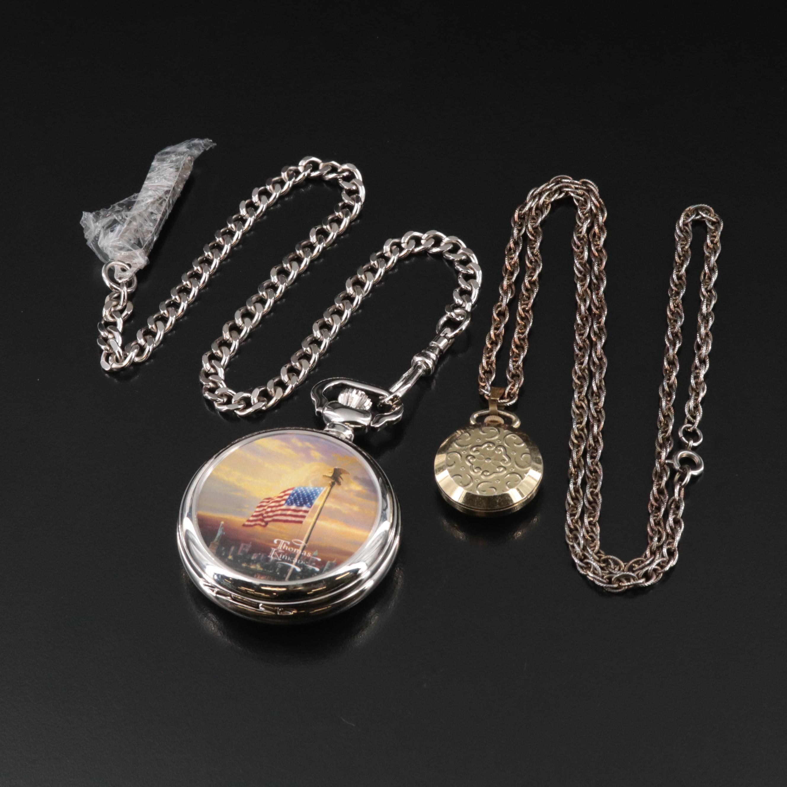 Thomas Kincade Quartz Pocket Watch with Sperina Stem Wind Pendant Watch