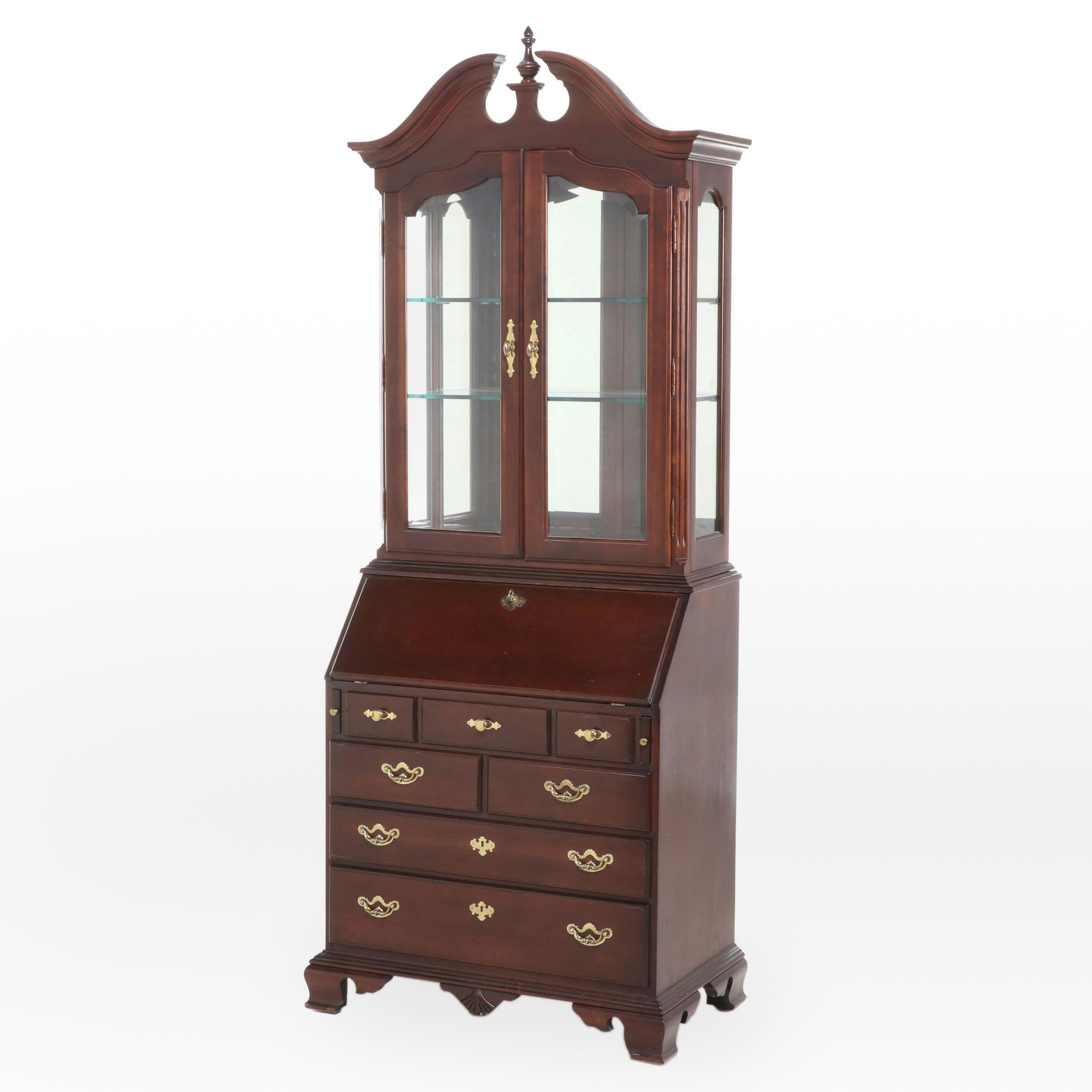 Thomasville Chippendale Style Mahogany Finish Secretary Bookcase
