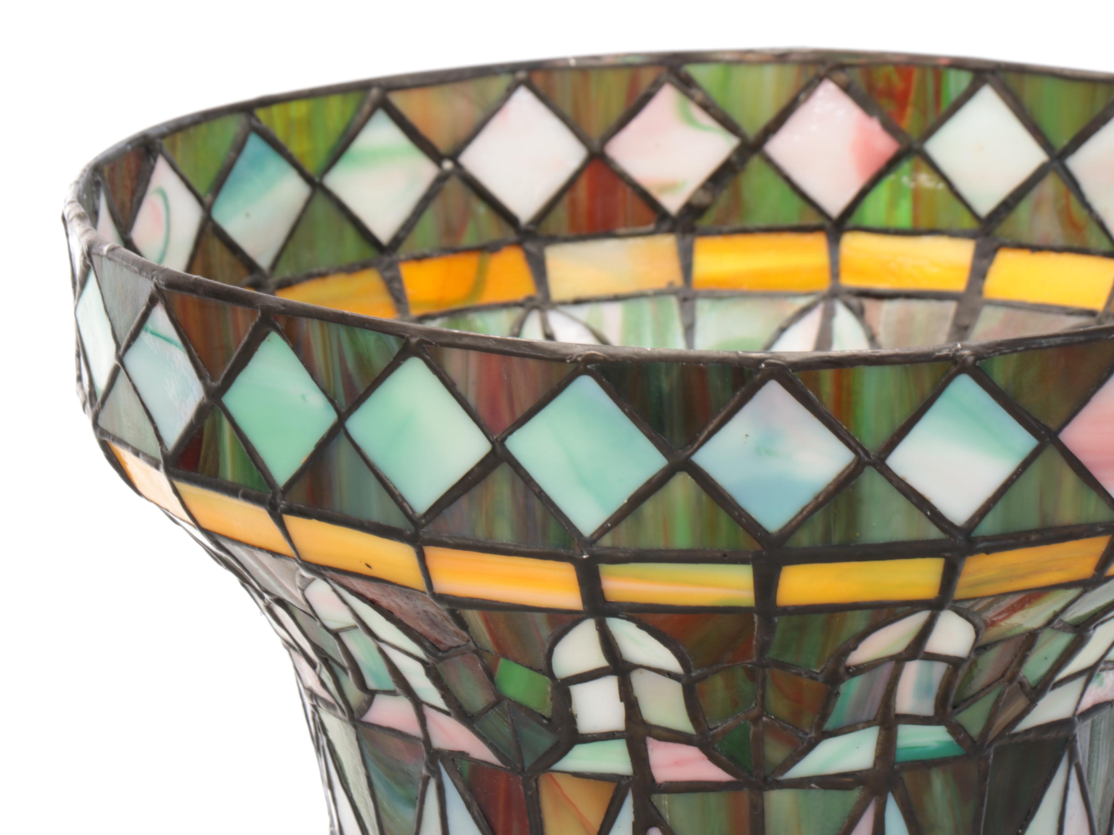 Large-Scale Stained Glass Vase-Form Lamp Shade