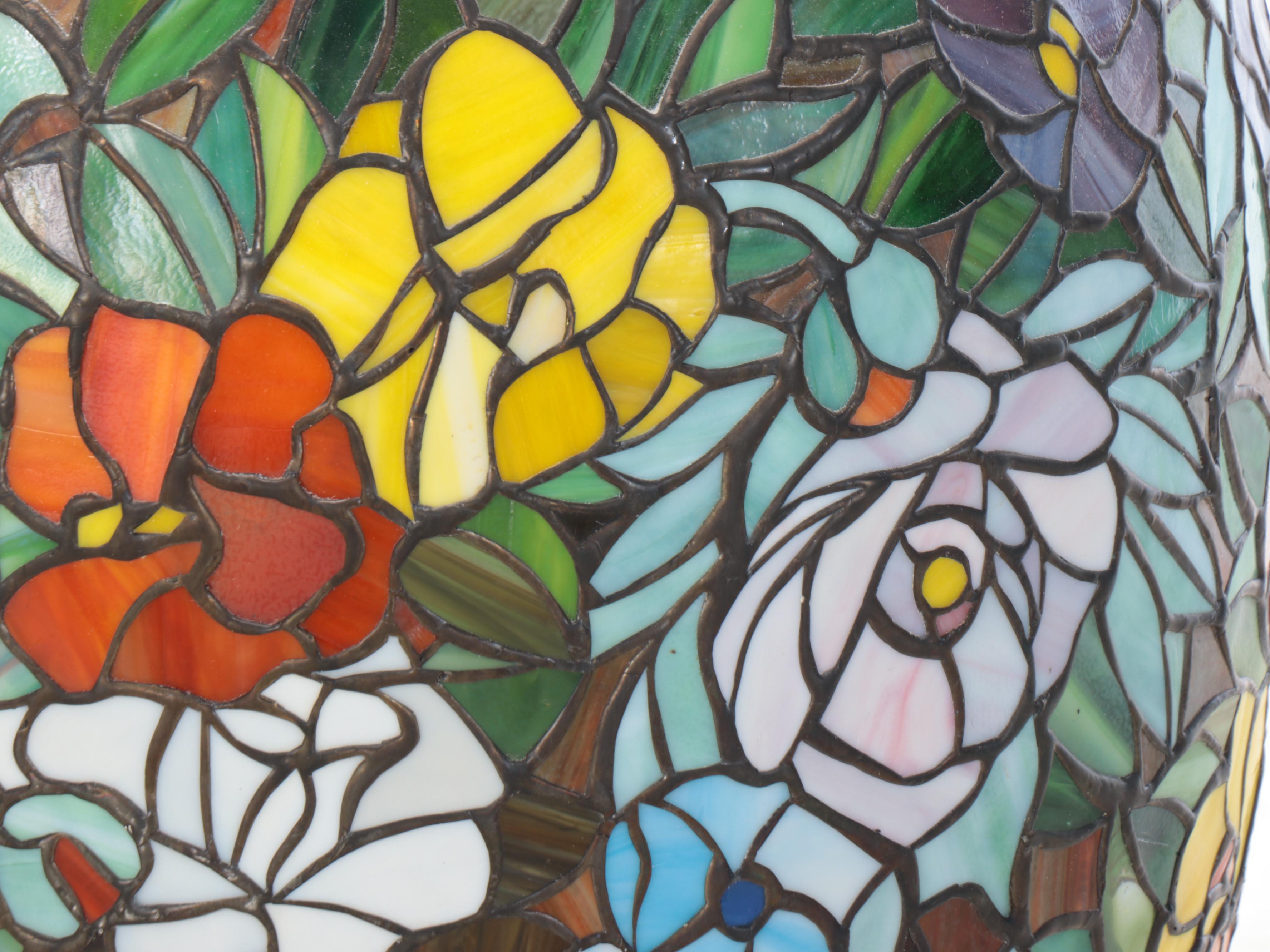 Large-Scale Stained Glass Vase-Form Lamp Shade