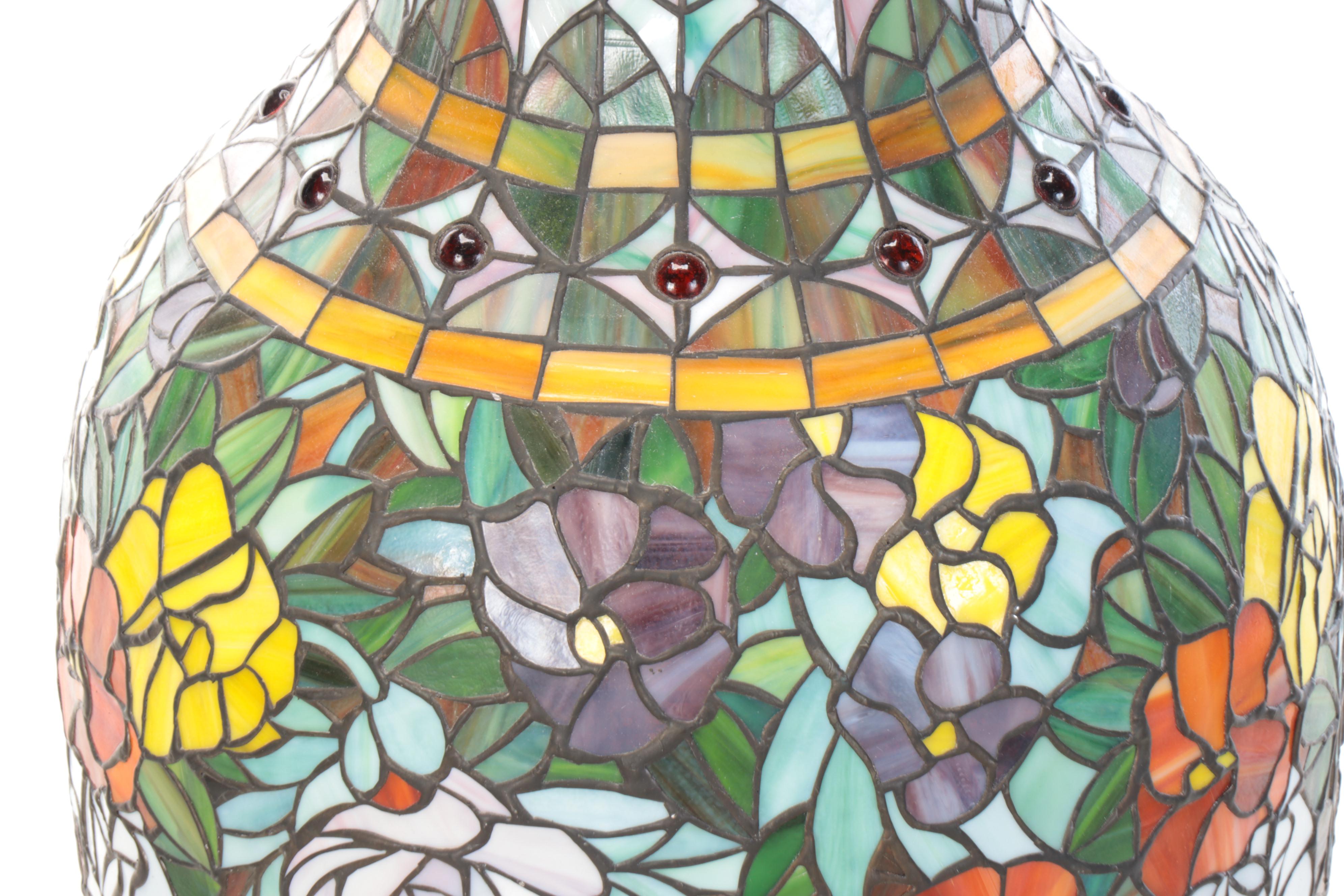 Large-Scale Stained Glass Vase-Form Lamp Shade