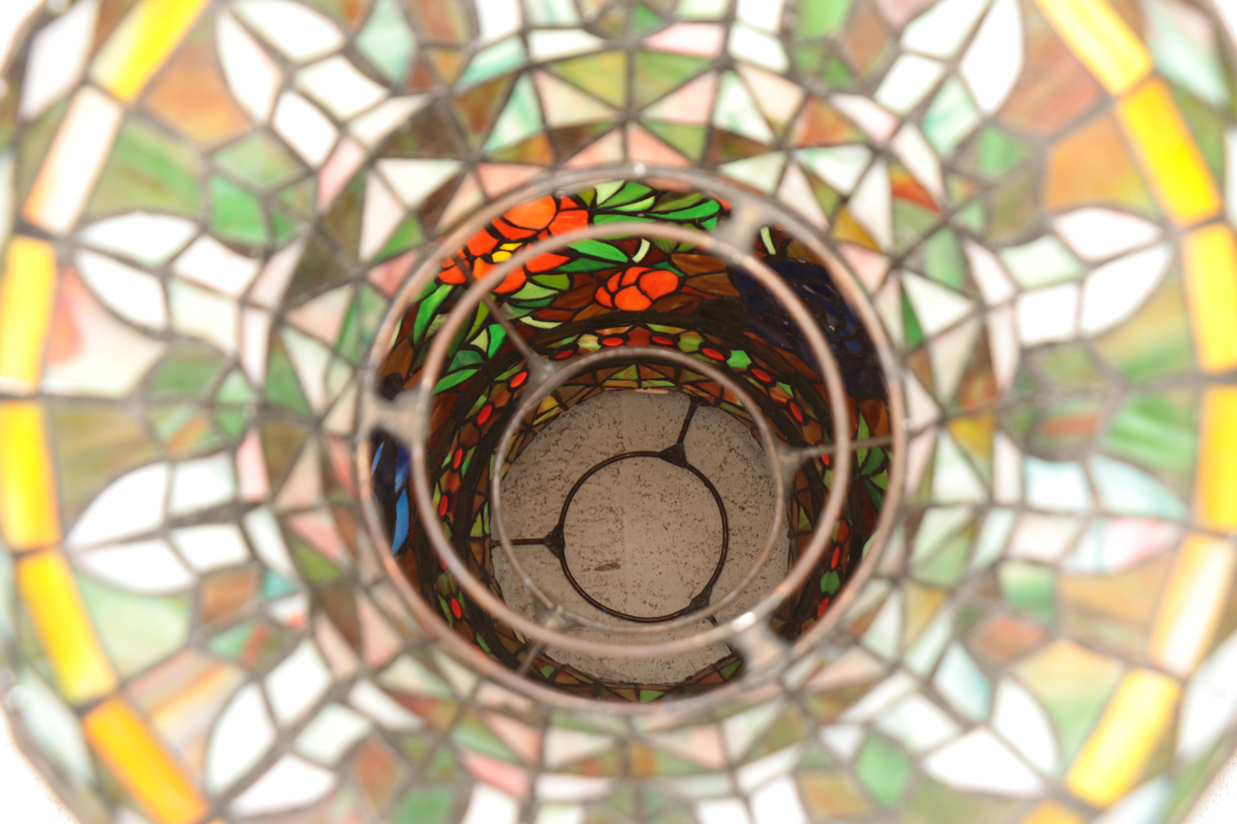 Large-Scale Stained Glass Vase-Form Lamp Shade