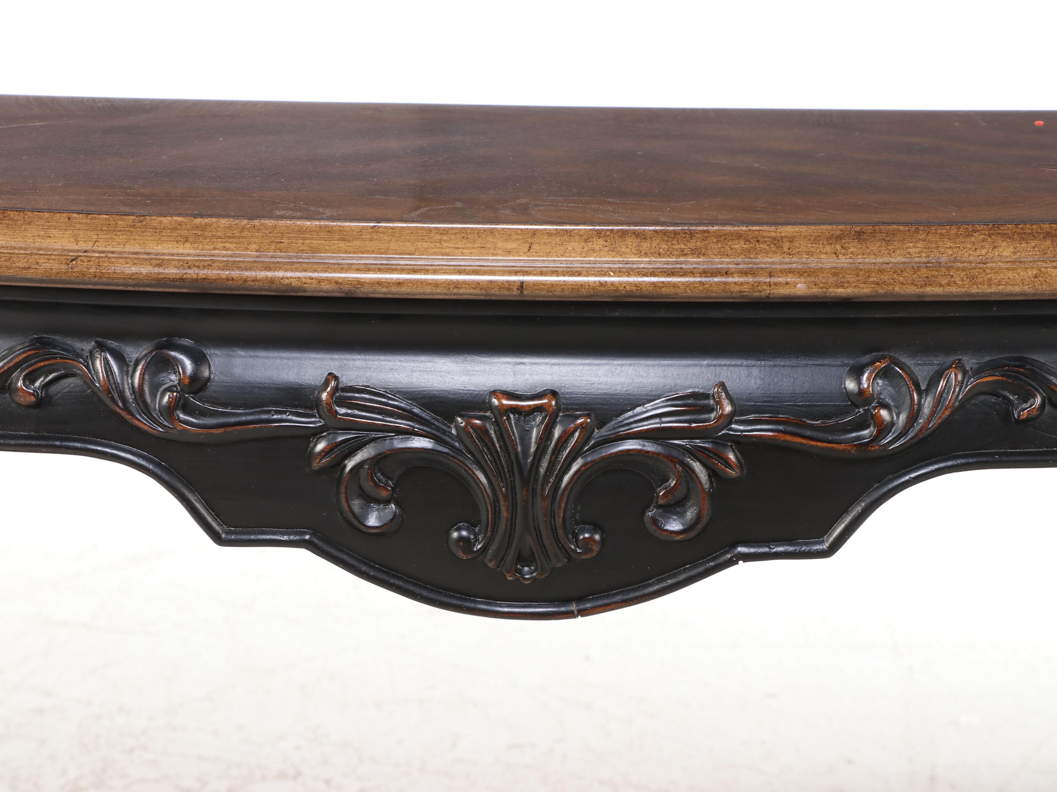 Ashley "Hinnsdale" Patinated Metal, Ebonized, and Hardwood-Veneered Sofa Table