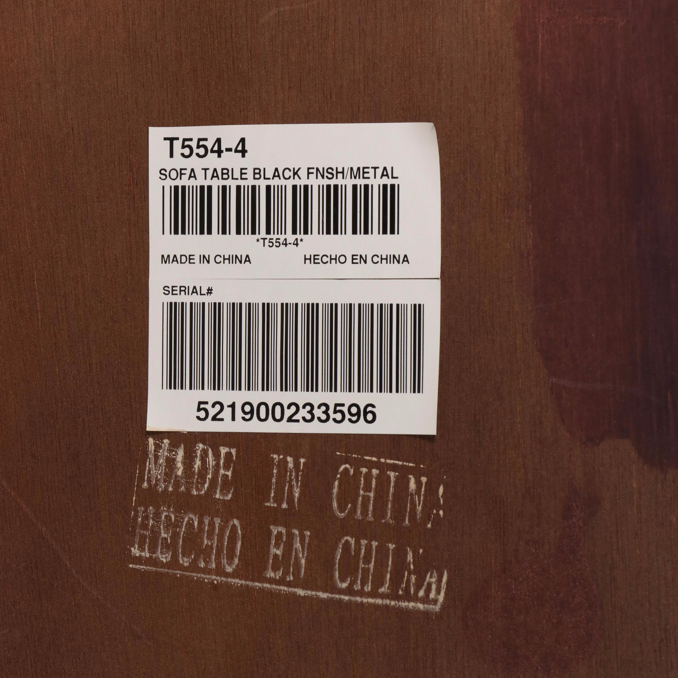 Ashley "Hinnsdale" Patinated Metal, Ebonized, and Hardwood-Veneered Sofa Table