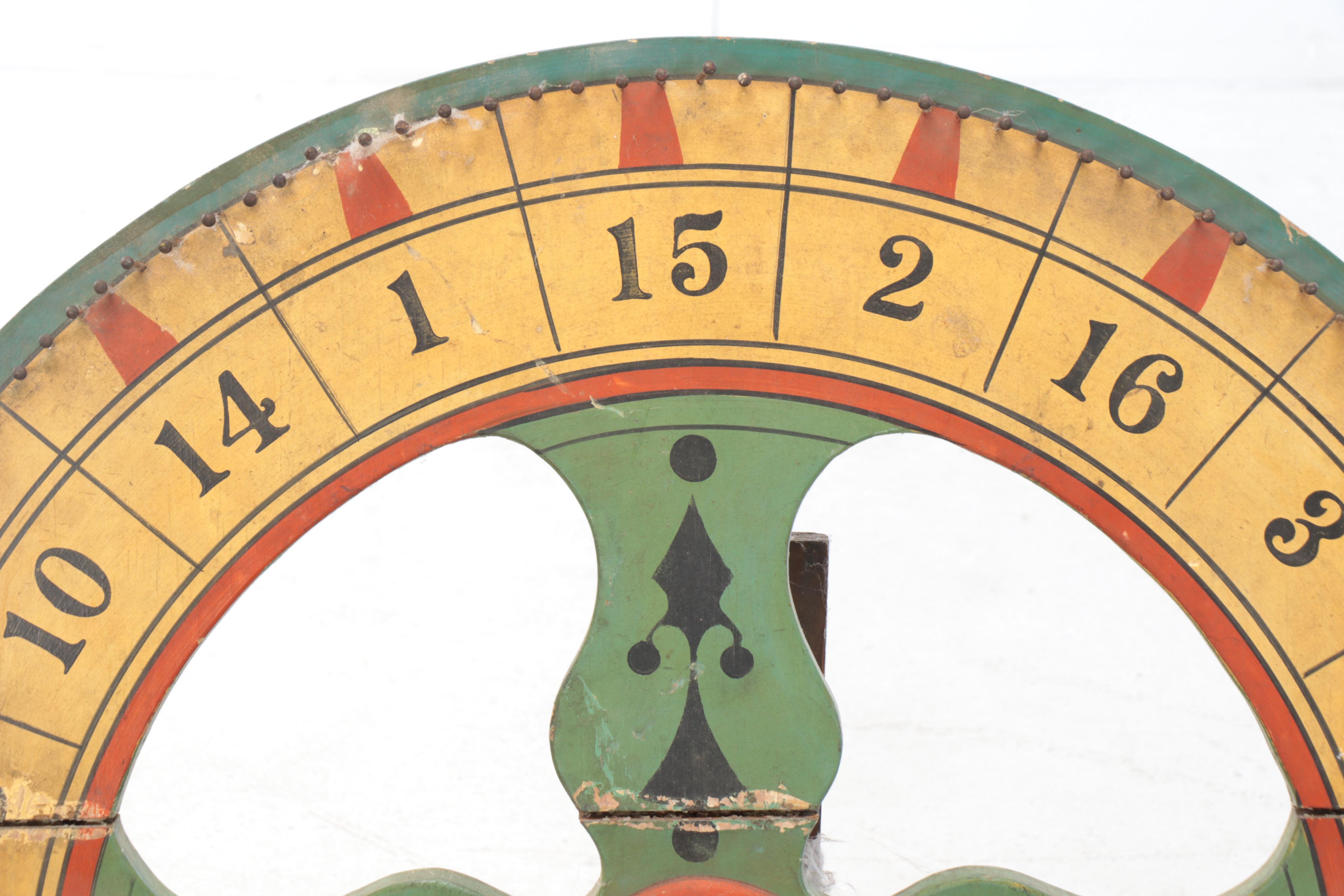 Hand-Painted Polychrome Carnival Game Wheel