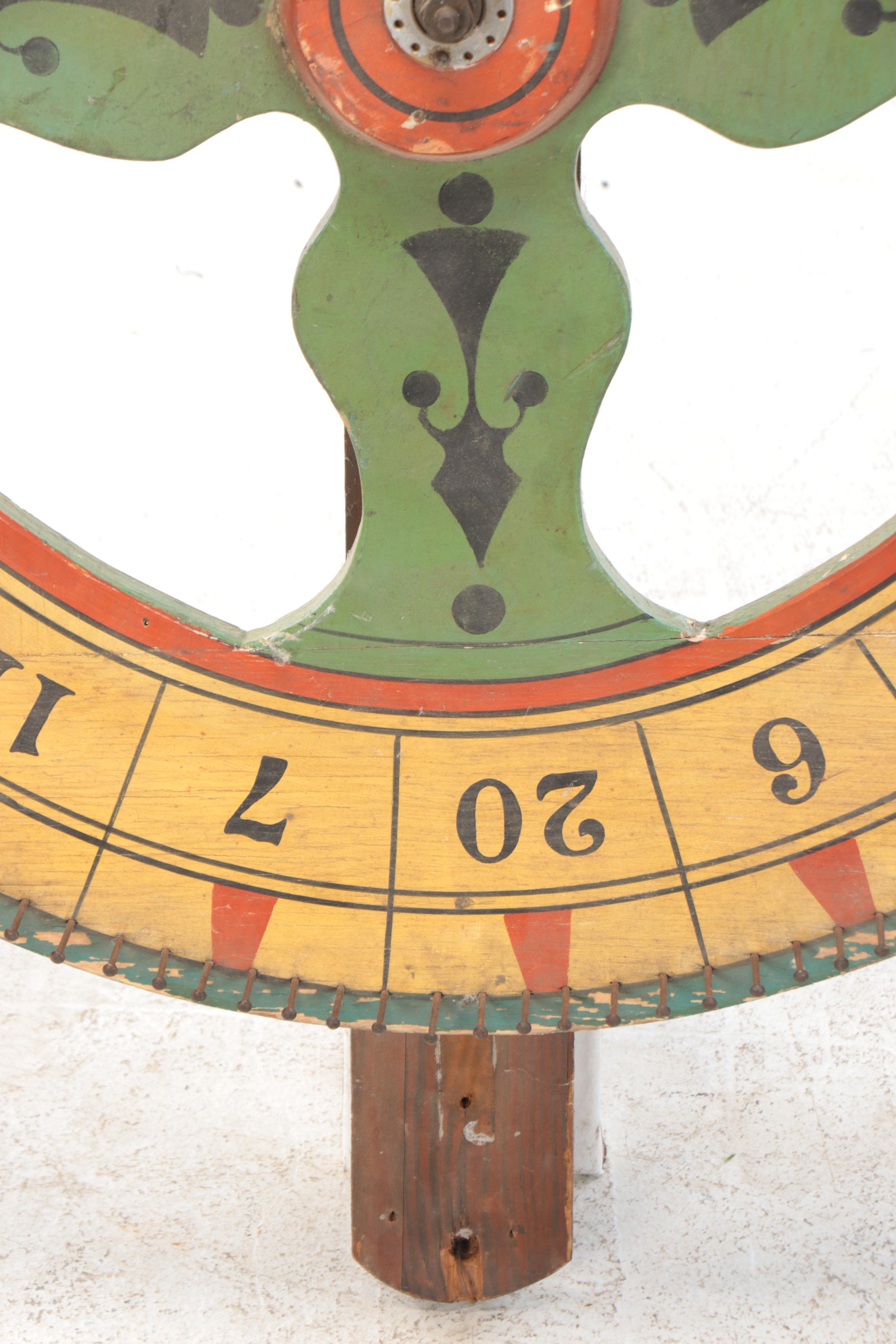 Hand-Painted Polychrome Carnival Game Wheel