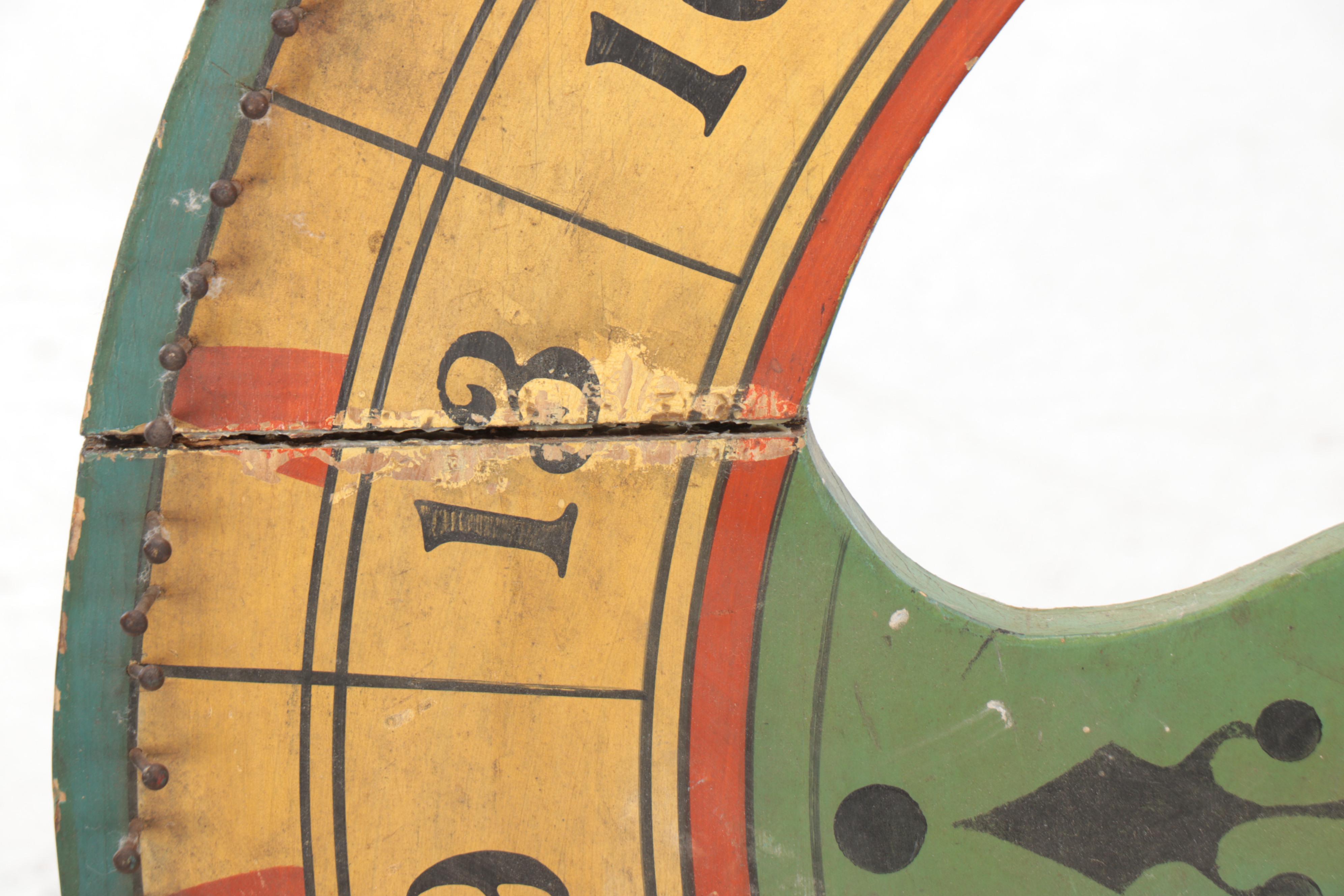 Hand-Painted Polychrome Carnival Game Wheel