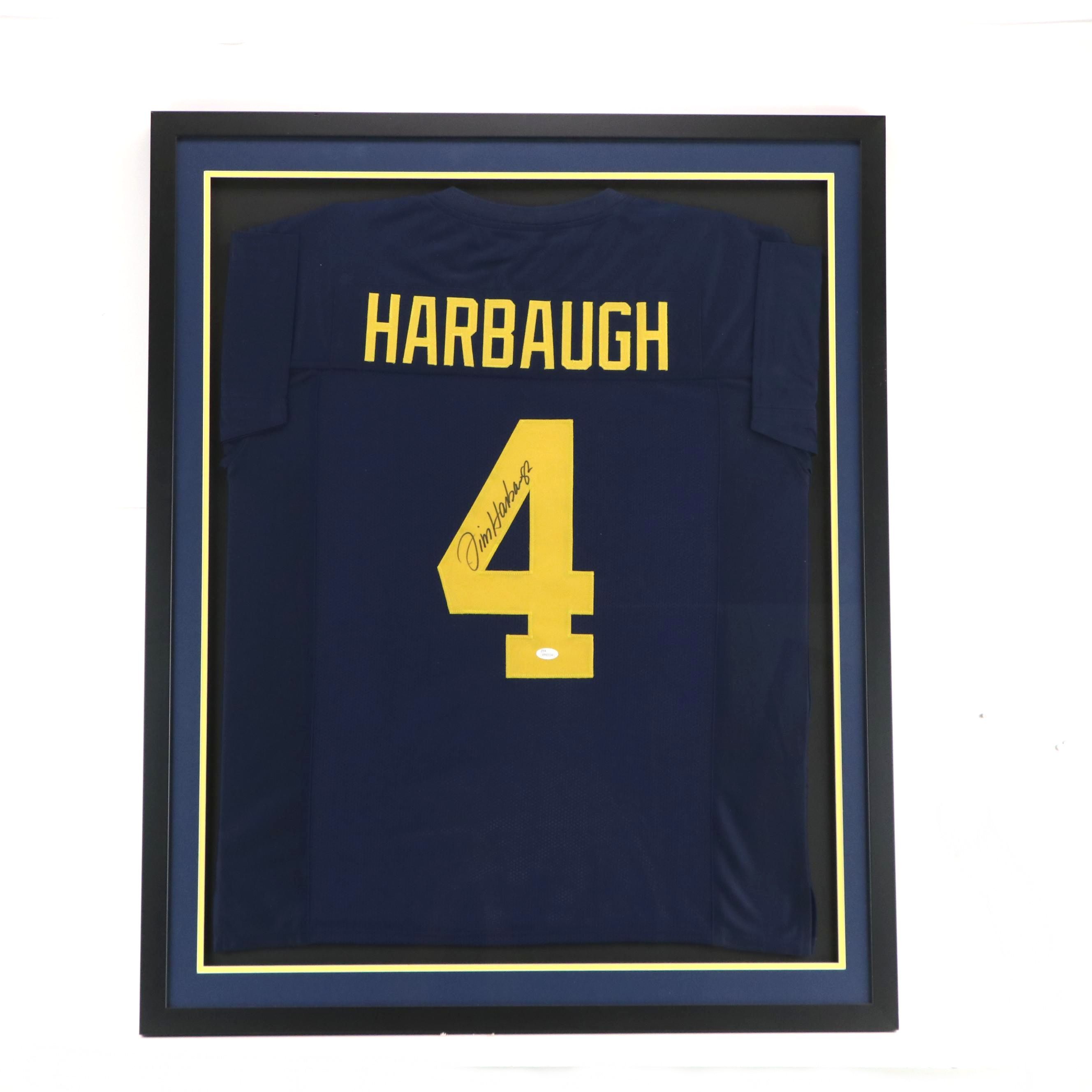 Jim Harbaugh Signed University of Michigan Wolverines Jersey in Matted Frame