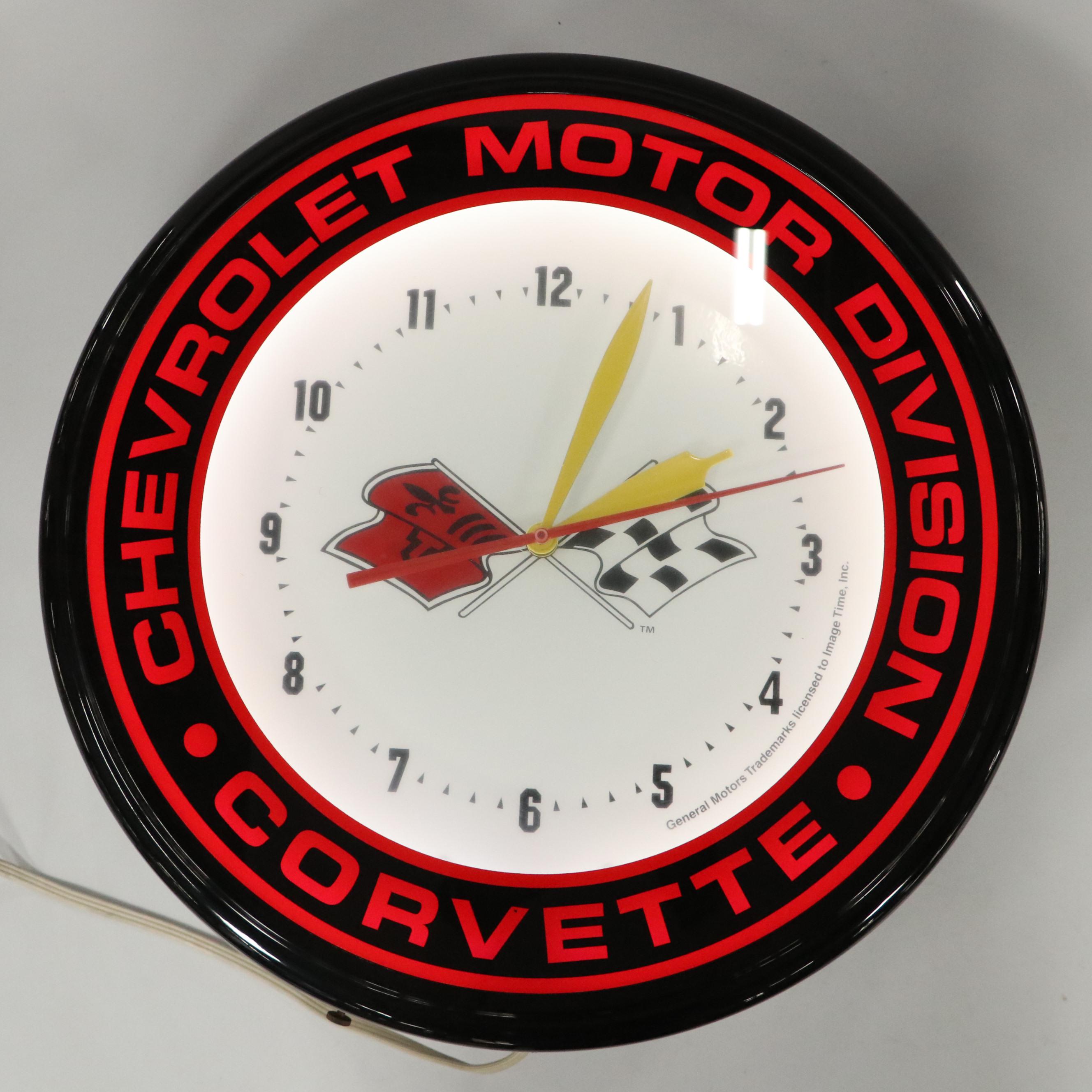 Chevrolet Motor Division Corvette Neon Wall Clock