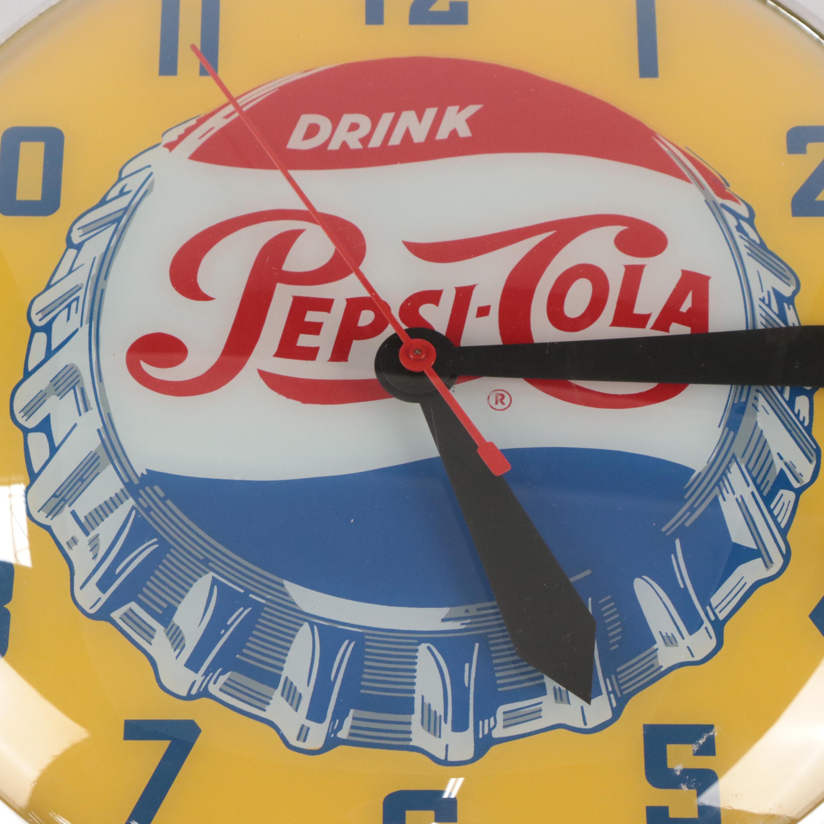 Pepsi-Cola Illuminated Advertising Wall Clock, 1960s