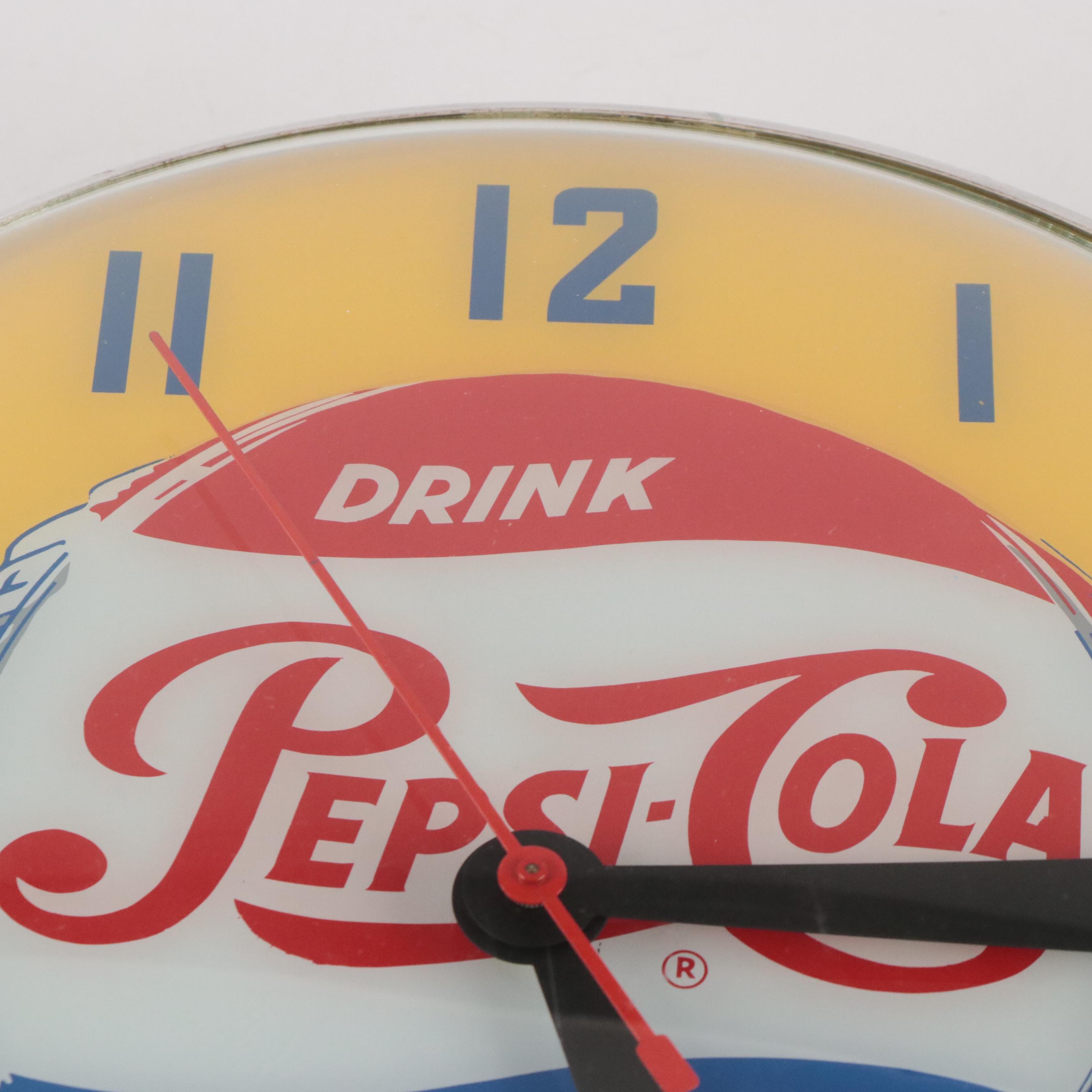 Pepsi-Cola Illuminated Advertising Wall Clock, 1960s