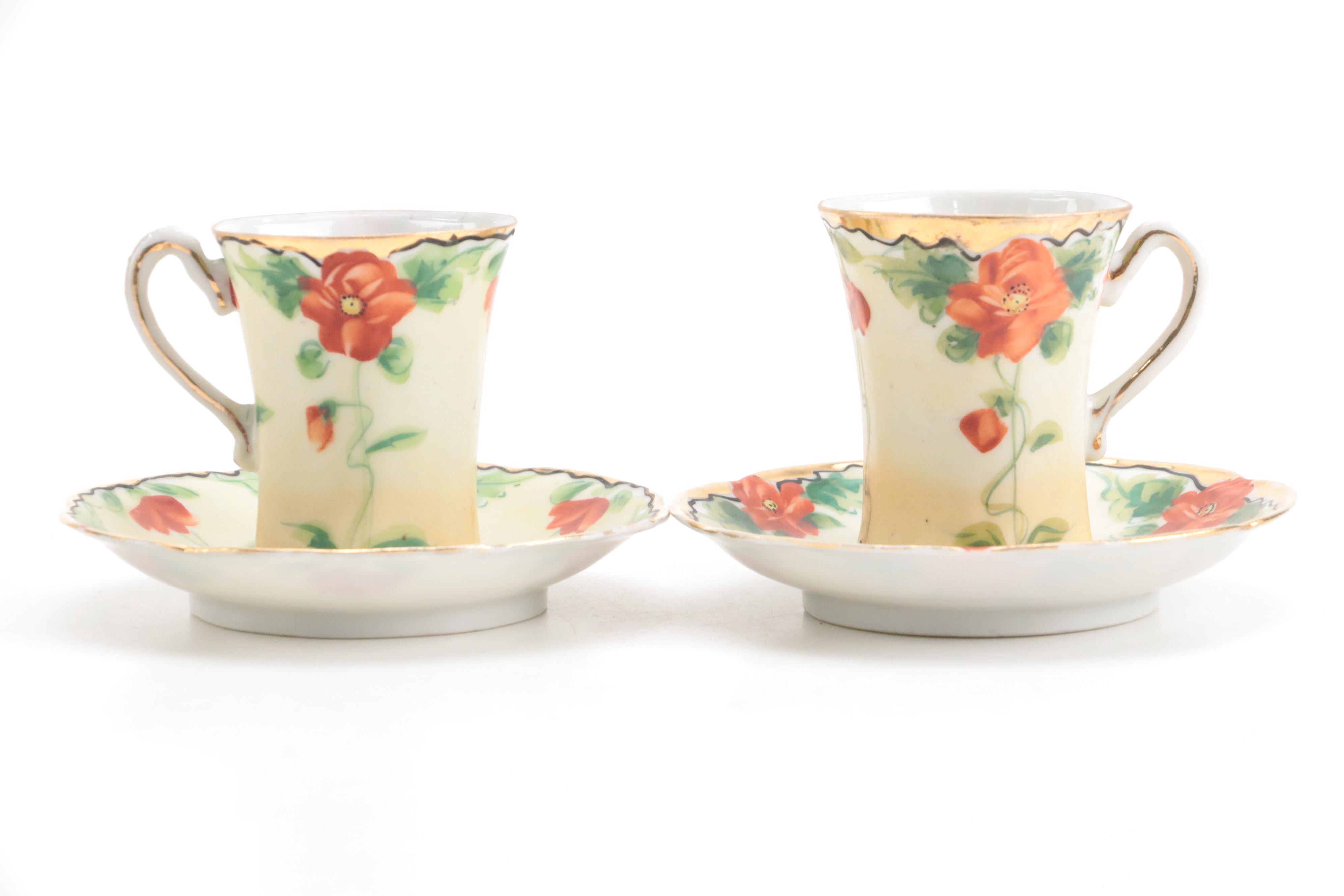 Japanese Victorian Style Hot Chocolate Set, Mid to Late 20th Century