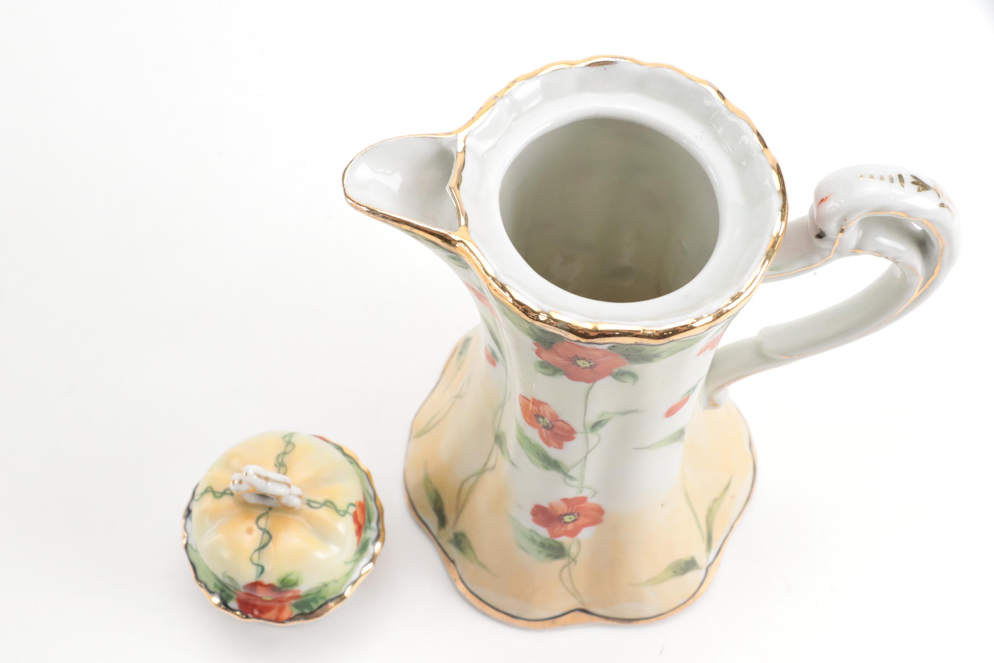 Japanese Victorian Style Hot Chocolate Set, Mid to Late 20th Century