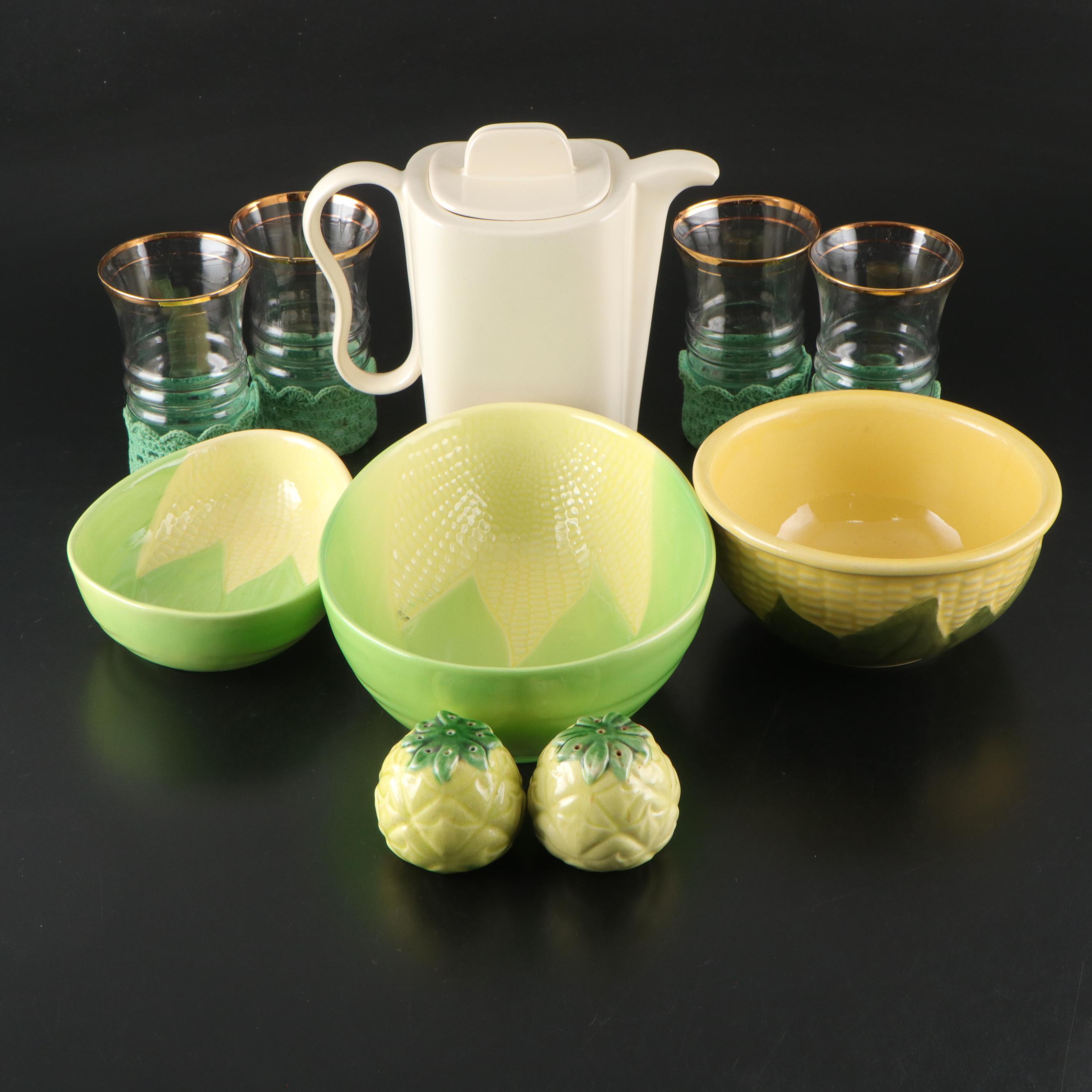 Terrace Ceramics Corn Motif Ceramic Bowls with More Table Accessories