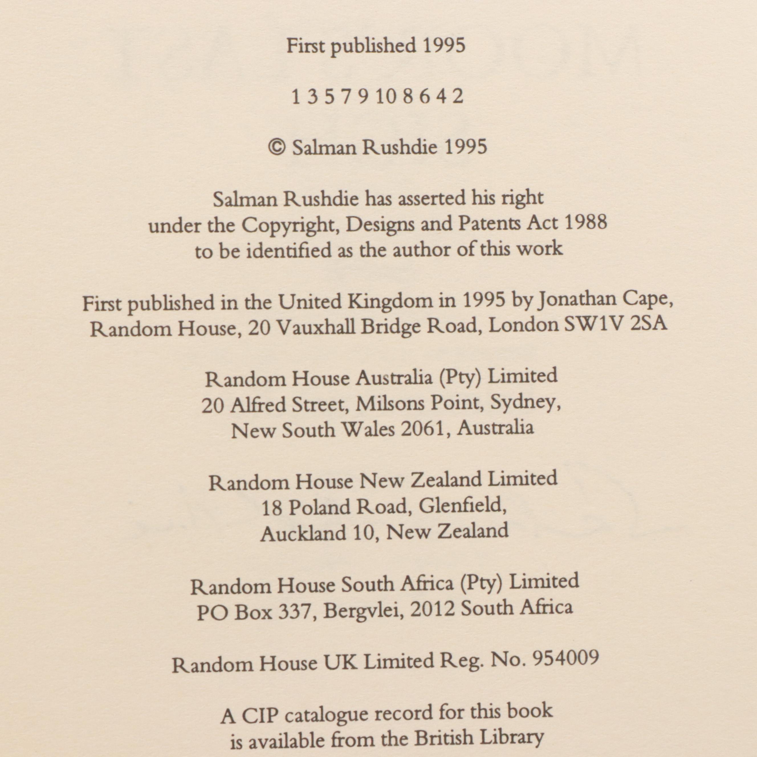 Signed First UK Edition "The Moor's Last Sigh" by Salman Rushdie and More Books