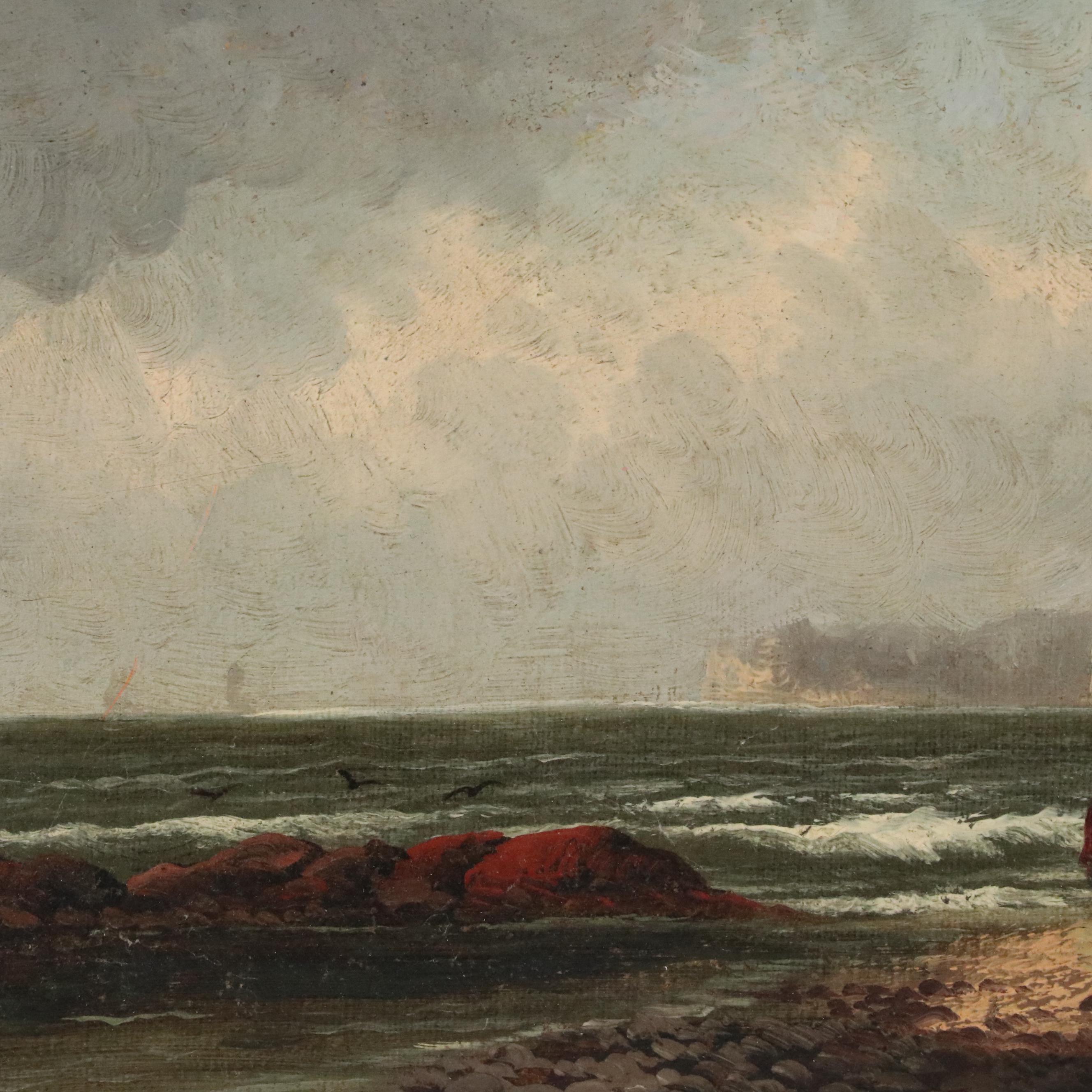 J. Nahler Coastal Landscape Oil Painting