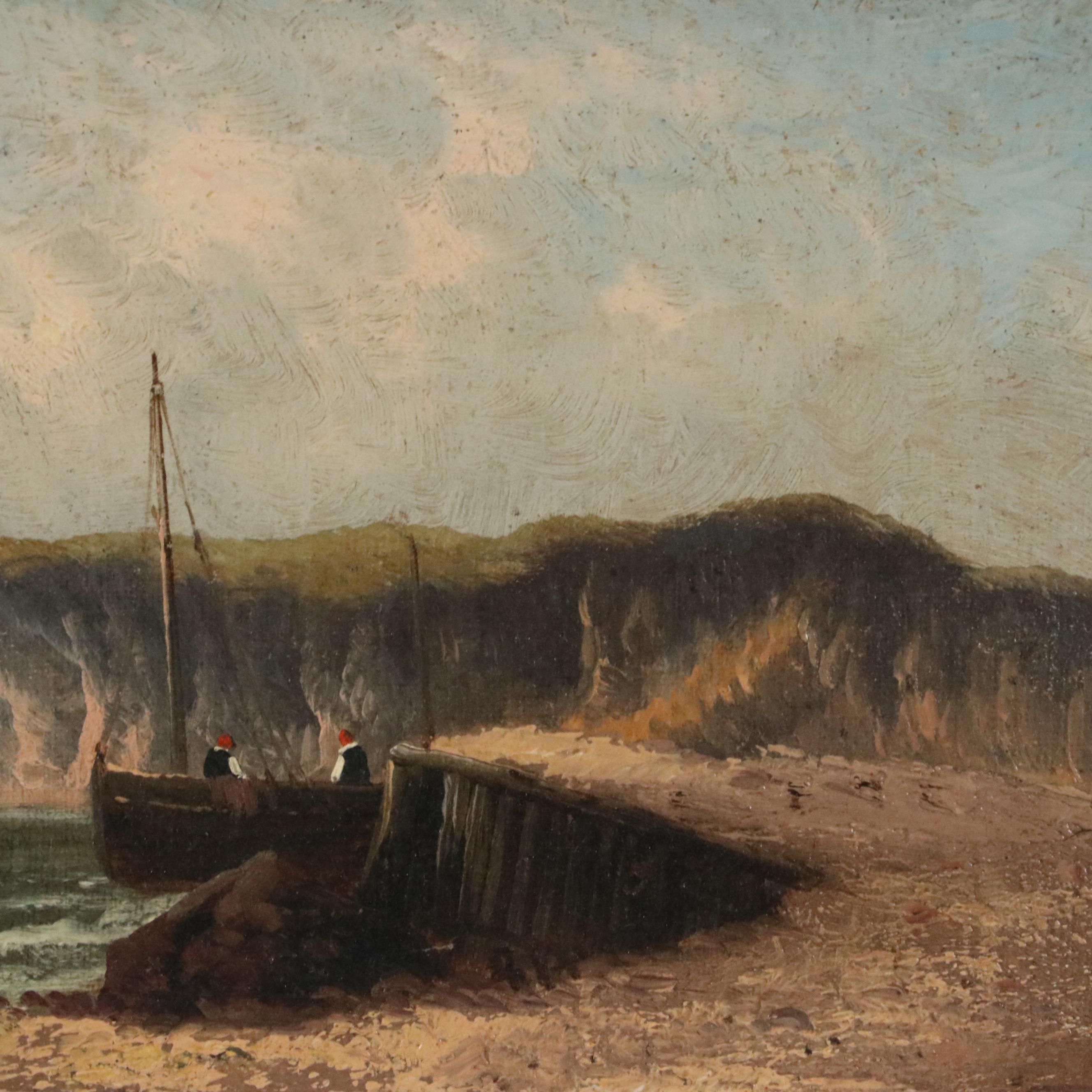 J. Nahler Coastal Landscape Oil Painting